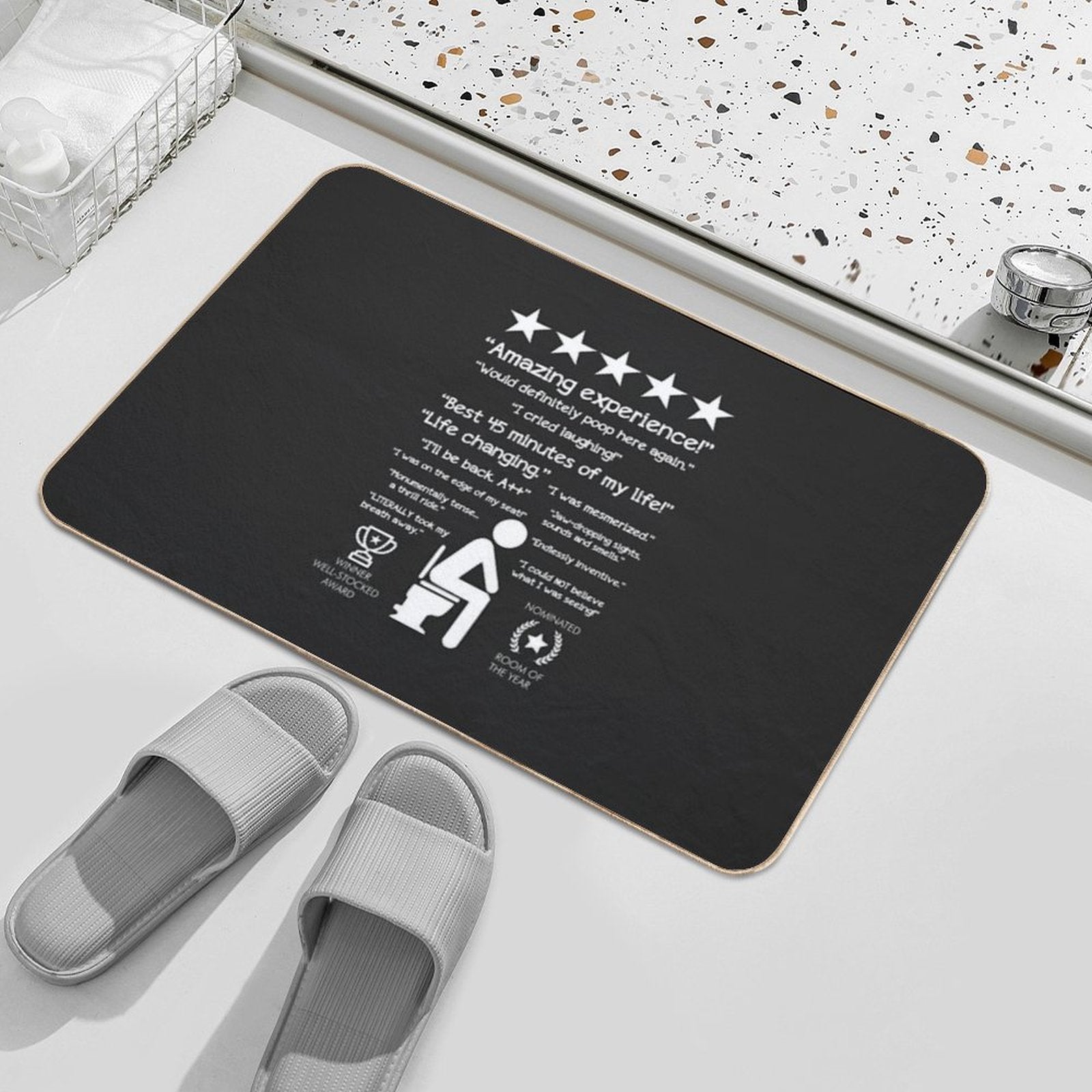 Funny Bathroom Unforgettable Experience Would Poop Here Again CHALK  Absorbent Bath Mat