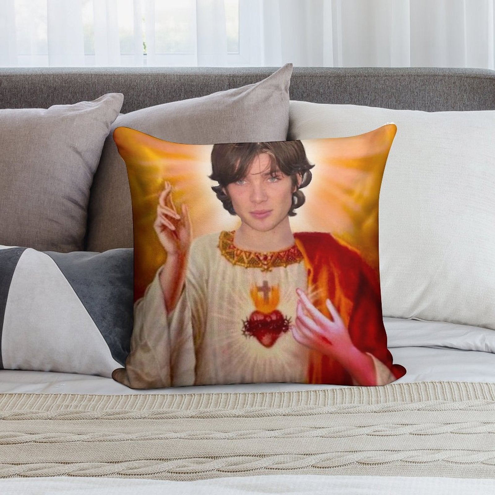Holy Cillian Murphy Soft Hidden Zipper Throw Pillow