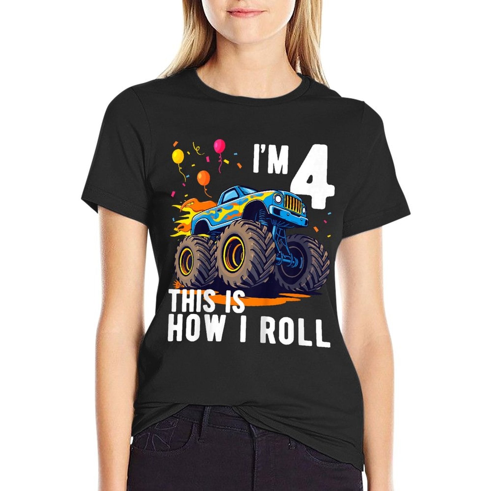 Kids Birthday Monster Truck 4 Year Old Boy 4th Birthday Party  Affordable Price T-Shirt
