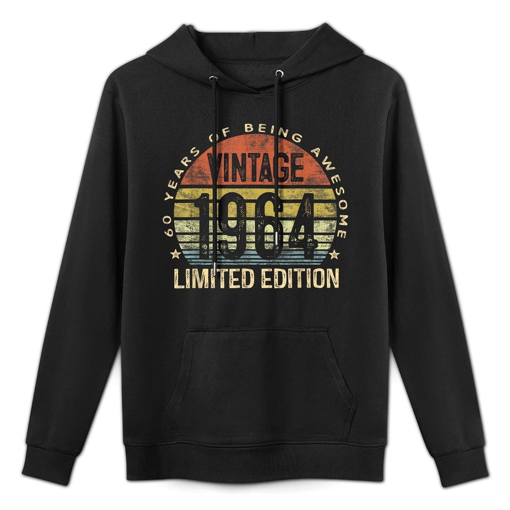 60 Year Old Gifts Vintage 1964 Limited Edition 60th Birthday Medium-Weight Fabric Hoodie