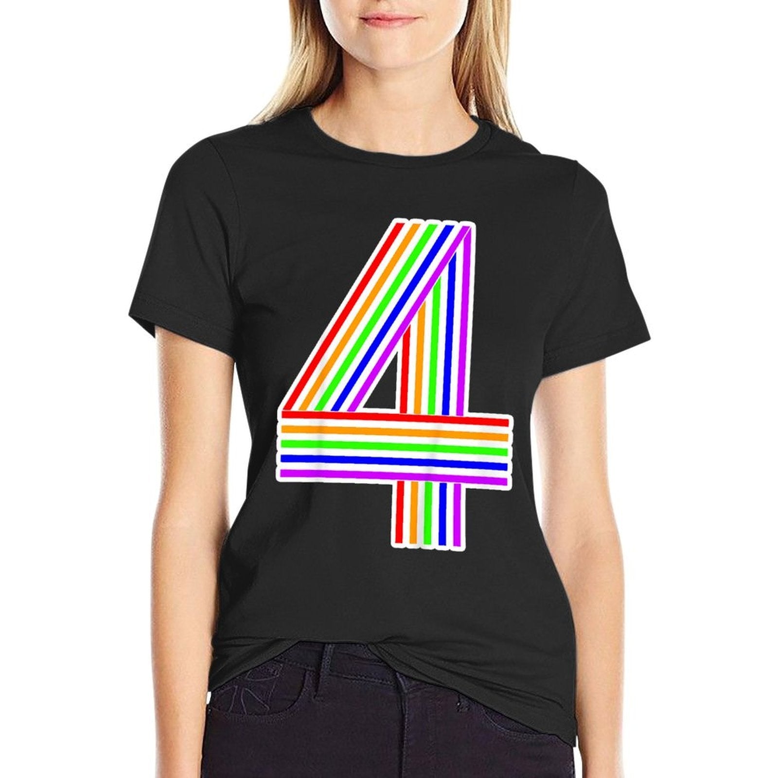 Kids Happy Family Clothing Rainbow 4th Birthday Number 4 T-shirt  Moisture-wicking T-Shirt