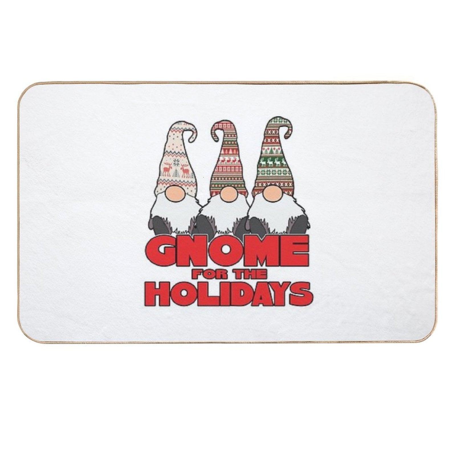 3 Nordic Gnomes Gnome for The Holidays Christmas  Anti-Trip Bath Mat