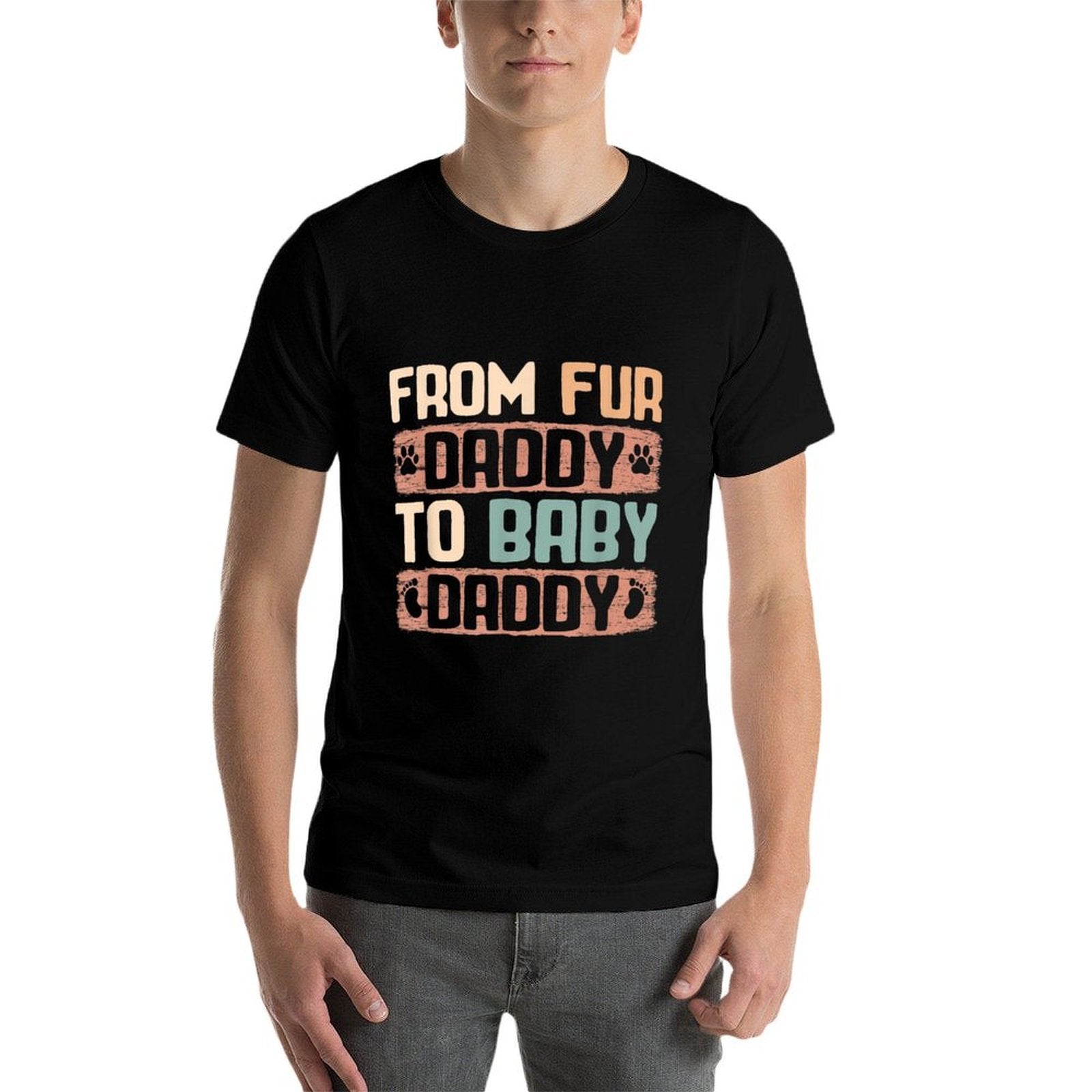 From Fur Daddy To Baby Daddy Funny Dog Dad Pregnancy Announc  Rolled Sleeves T-Shirt