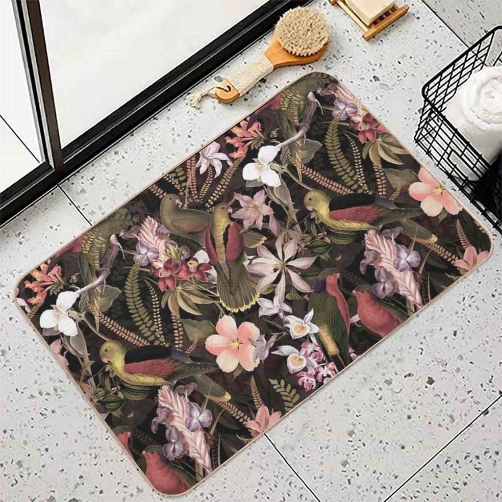 Vintage Parrot Jungle Botanical Garden 1 Nightgarden  Easy Maintenance Bath Mat