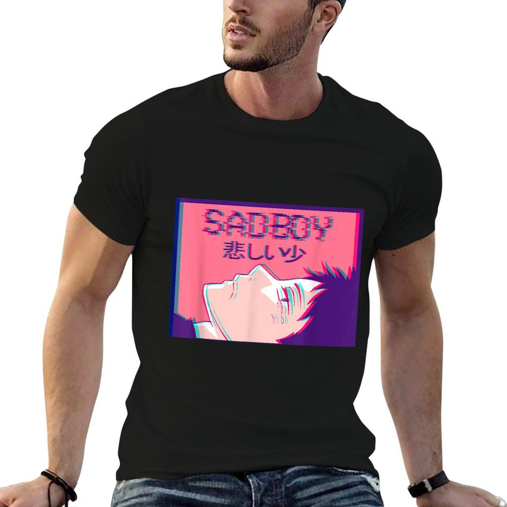 Sad Anime Boy Emo Soft Boy Eboy Vaporwave Aesthetic Lofi  Versatile T-Shirt