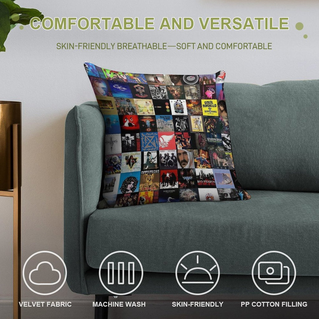 Retro Album Cover Collage Soft Ultra-Soft Texture Throw Pillow