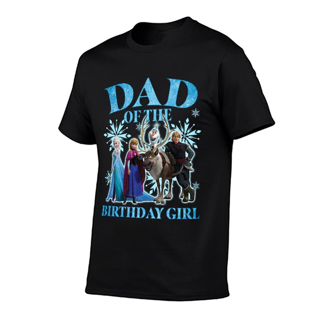 Disney Frozen Dad Of The Birthday Girl Group Shot Chest Logo Premium  Fade-proof Color T-Shirt