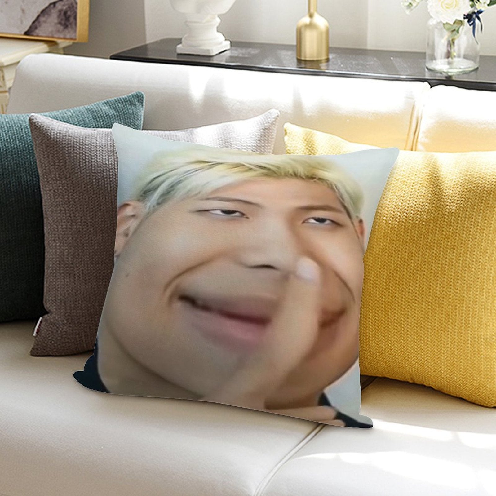 Namjoon Meme Soft Washable Throw Pillow