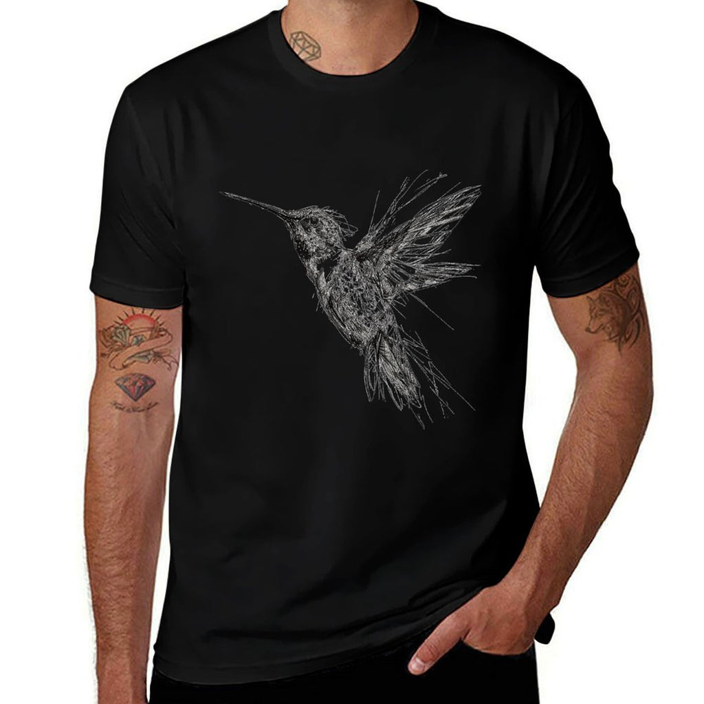 Hummingbird Art Drawing Animal Abstract Motif Hummingbird  Versatile T-Shirt