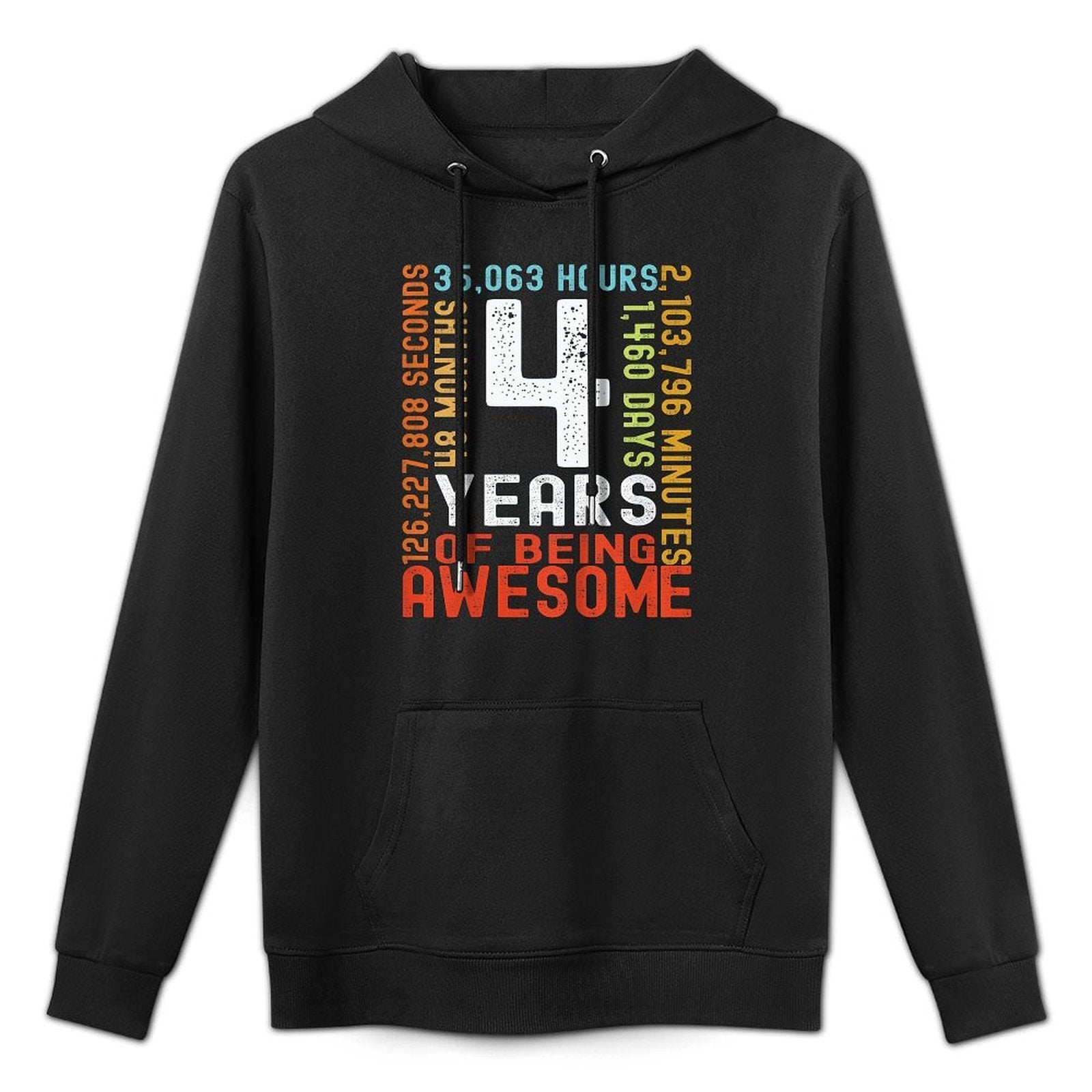4th Birthday 4 Years Old Vintage Retro 48 Months Boy Girl Easy Care Hoodie