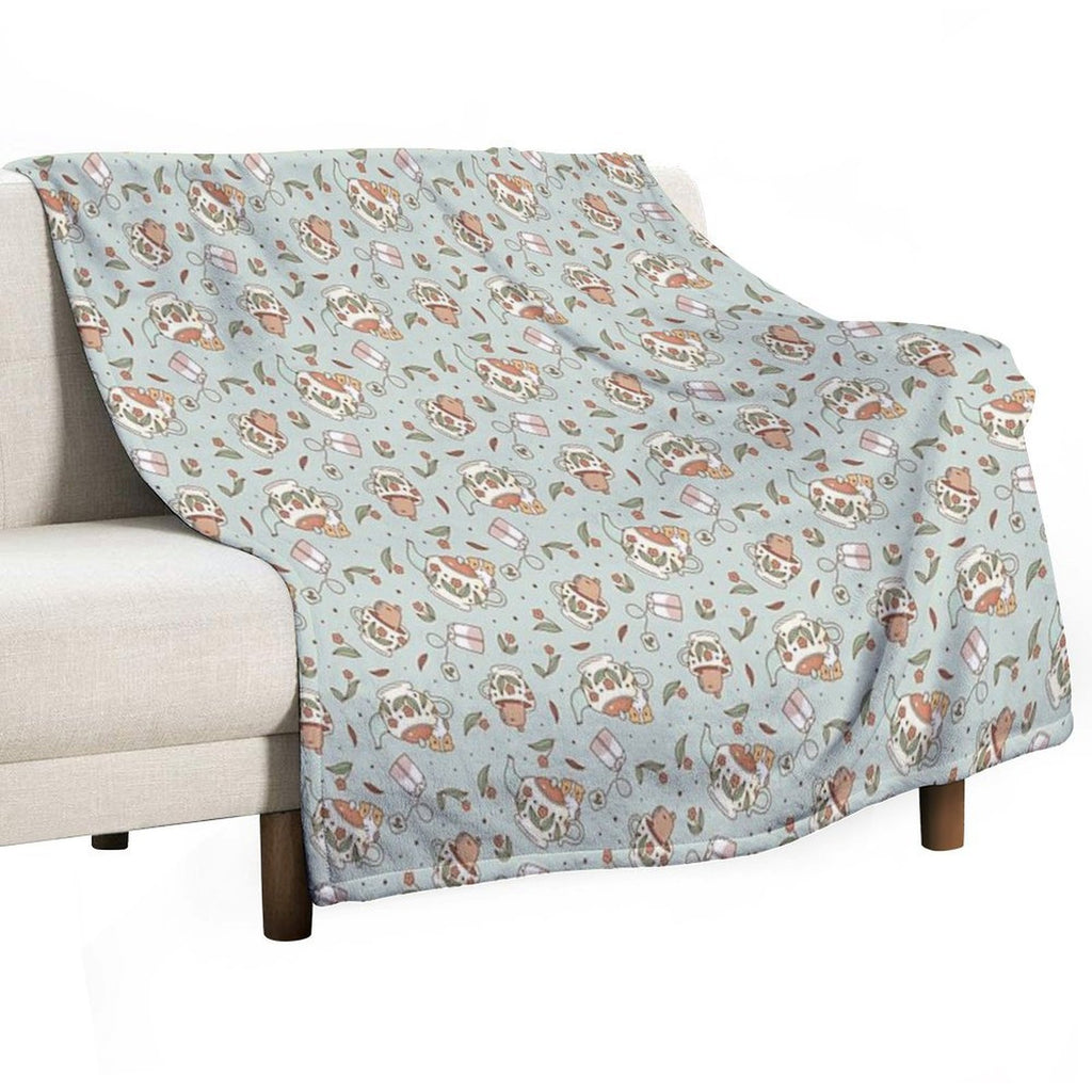 Guinea Pig And Capybara Tea Party Pattern, Bubu And Moonch Versatility Throw Blanket
