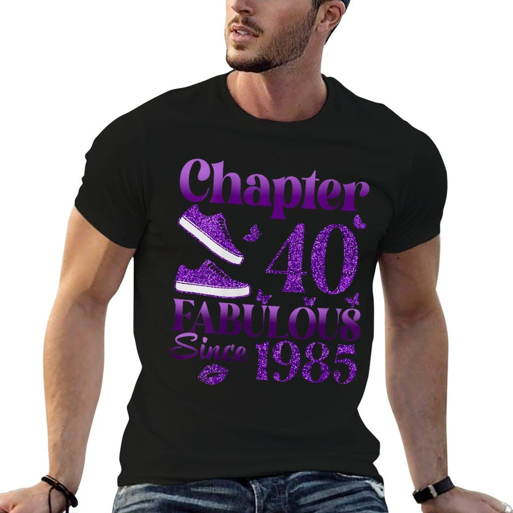 Womens Chapter 40 Fabulous Since 1985 40Th Birthday Gift For Women  Heathered Texture T-Shirt