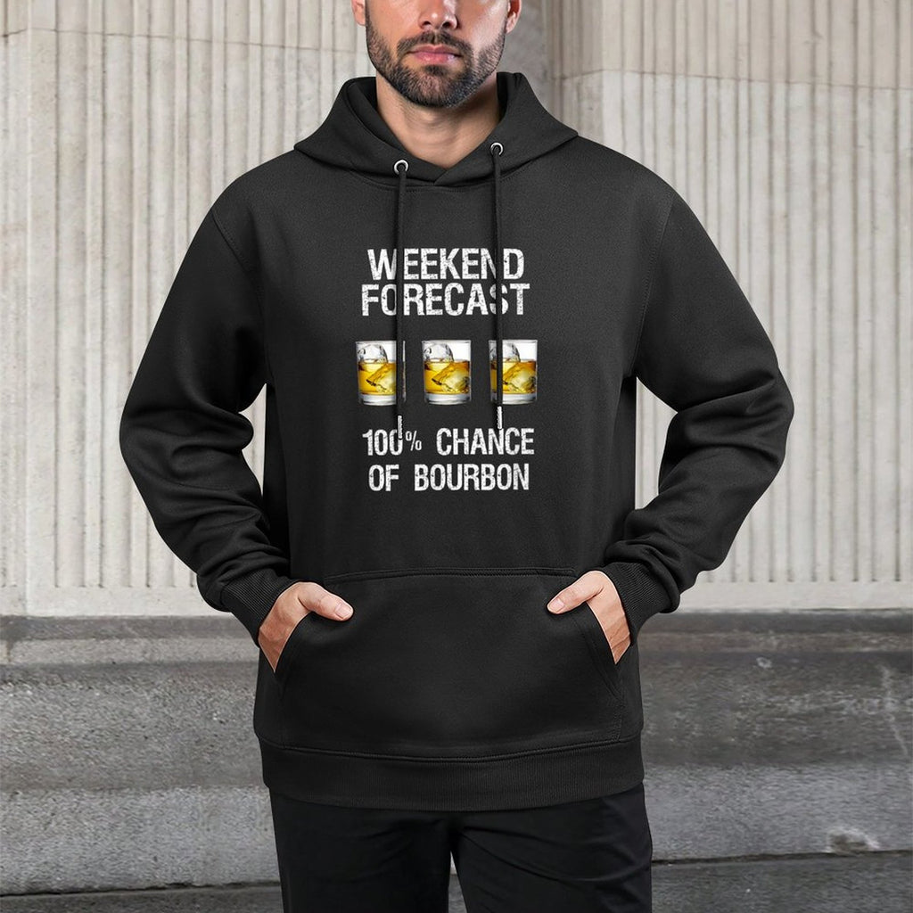 Bourbon Gift - Funny Bourbon Forecast Cotton-Polyester Blend Hoodie