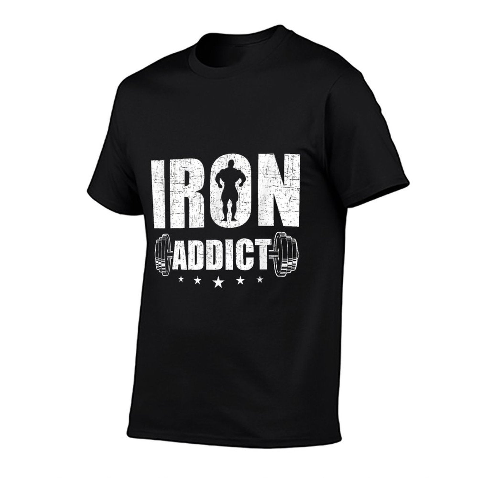 Bodybuilding Weightlifting Workout Gift Co. Iron Addict - Mens Black Cotton Blend Classic Fit - Workout  Exercise And Fitness -  Durable T-Shirt