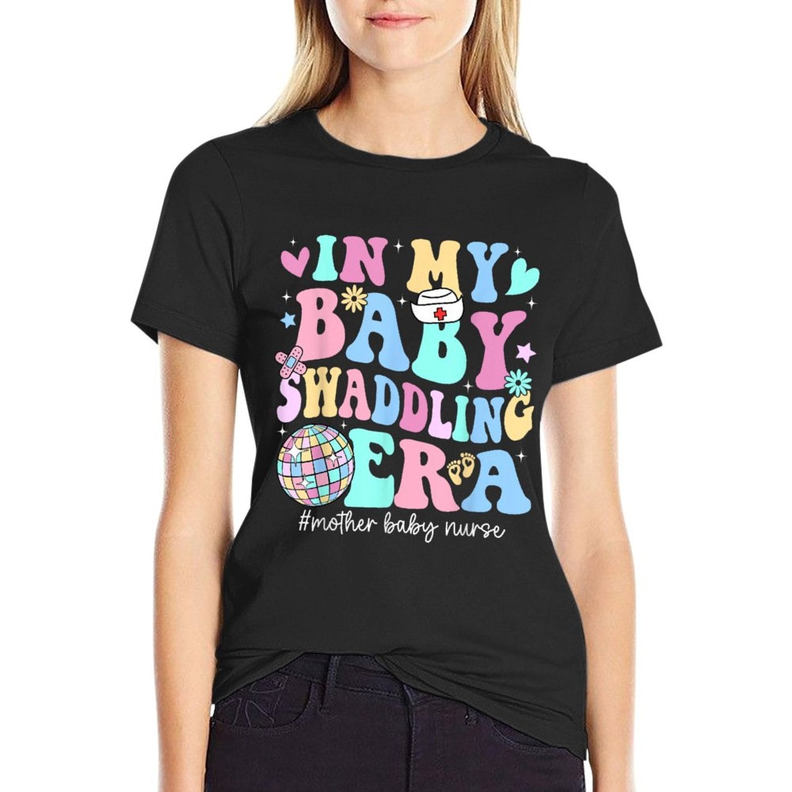 In My Baby Swaddling Era Mother Baby Nurse Postpartum Groovy  Versatile T-Shirt