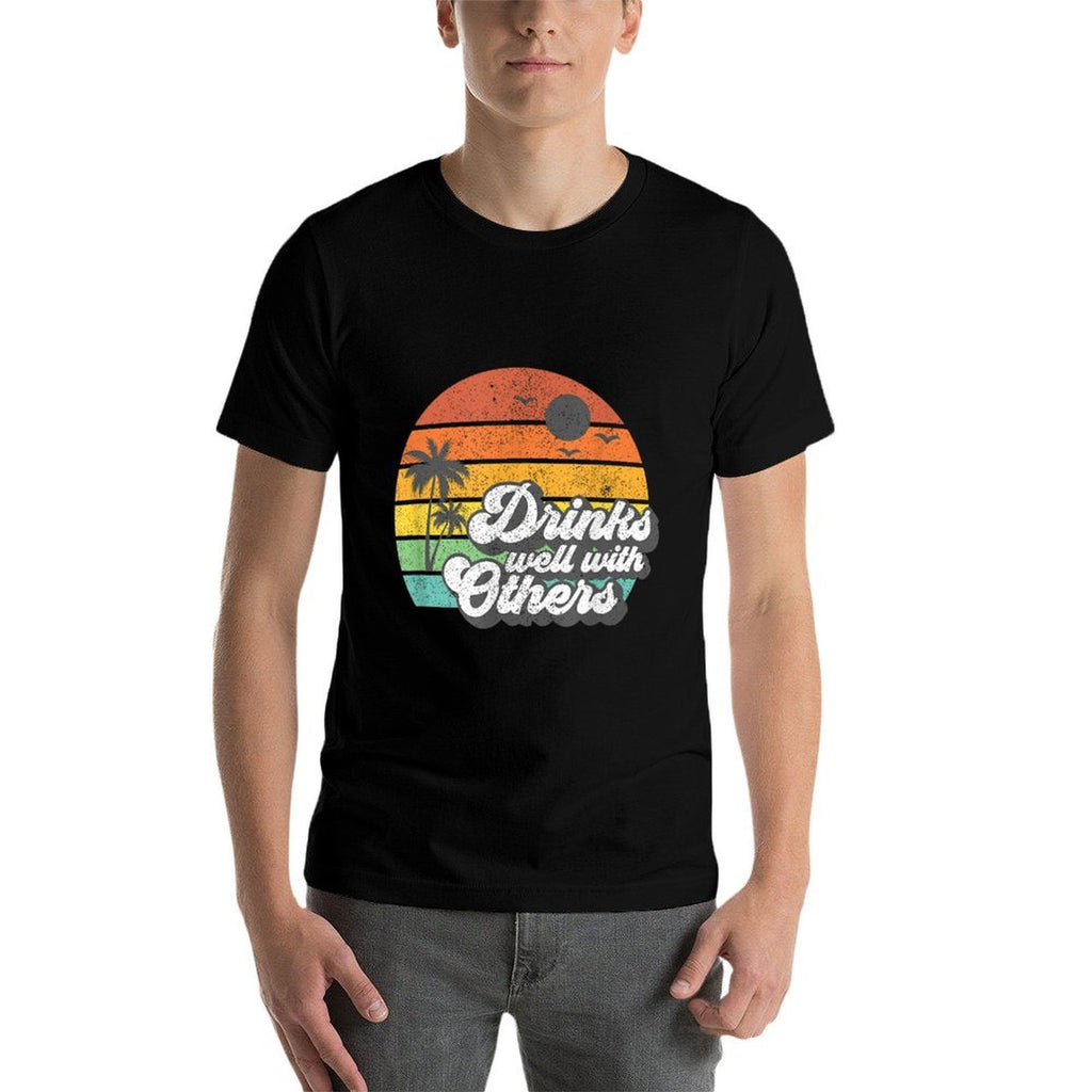 Drinks Well With Others Funny Retro Beach Summer Women Gift  Soft T-Shirt