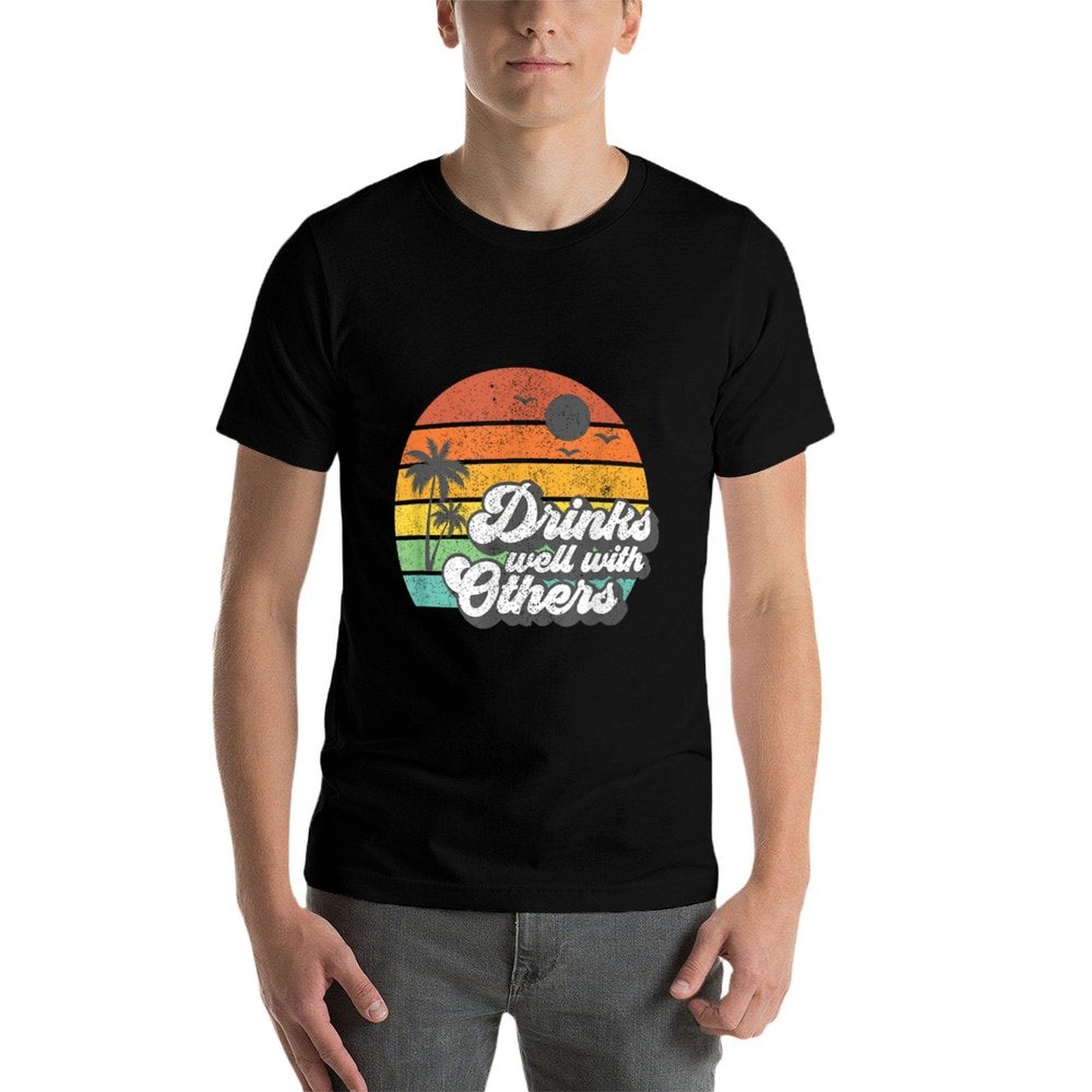 Drinks Well With Others Funny Retro Beach Summer Women Gift  Soft T-Shirt