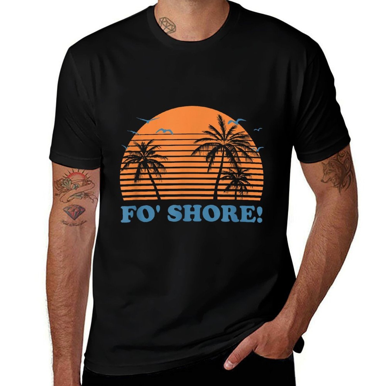 Fo Shore! Beach Ocean Beach Bum Sea Funny Sayings  Cotton T-Shirt
