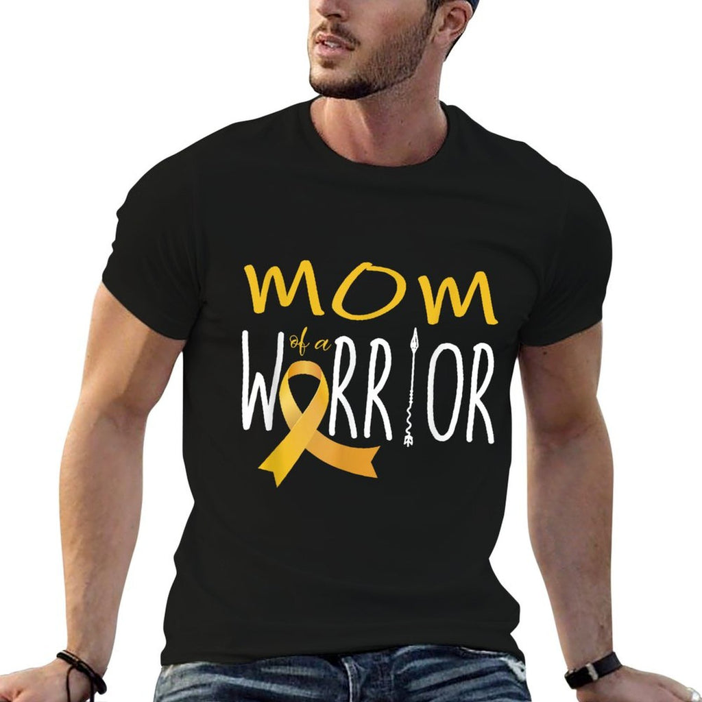 Childhood Cancer Awareness Mom of A Warrior  Cotton T-Shirt