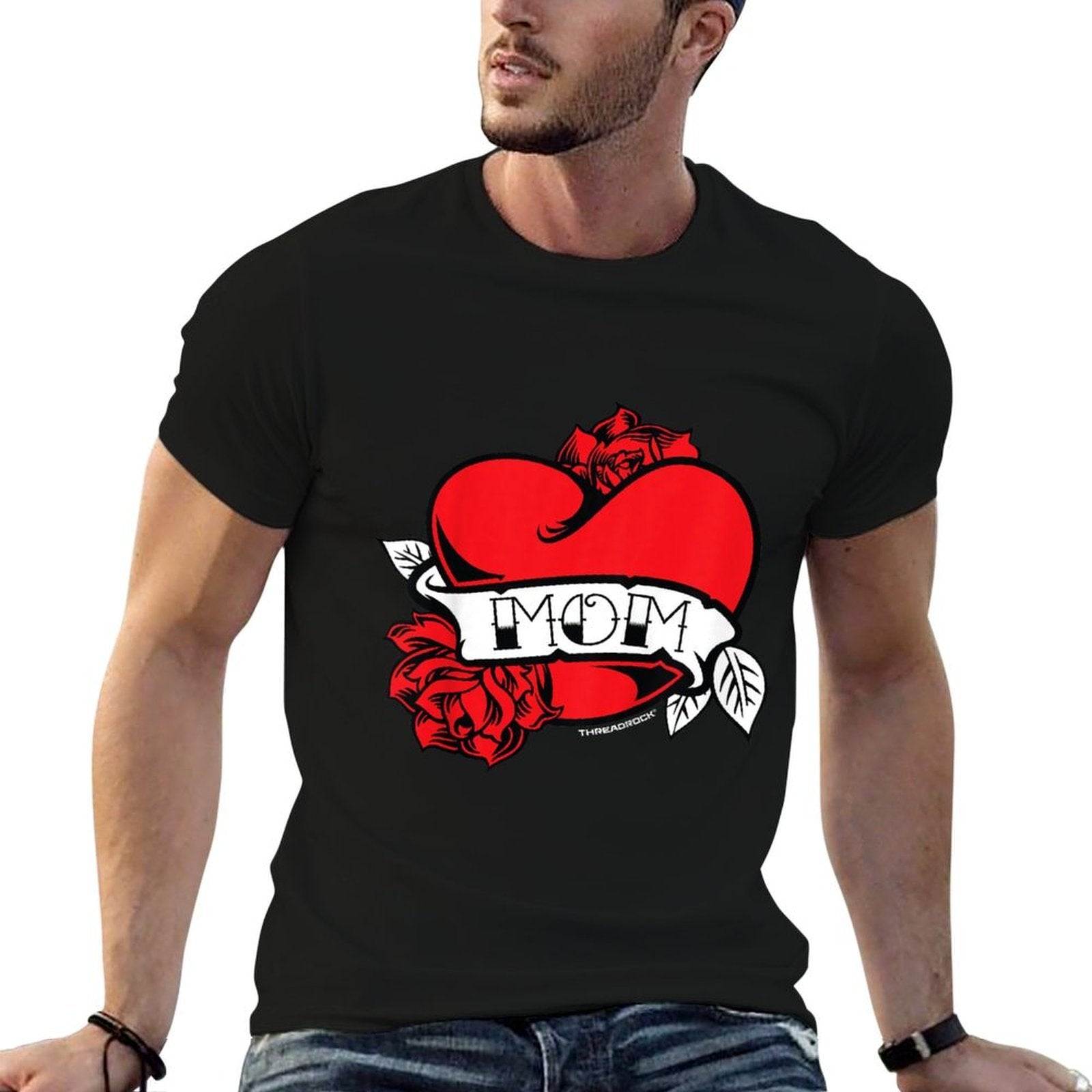 Kids Mom Heart Tattoo  Oversized Silhouette T-Shirt