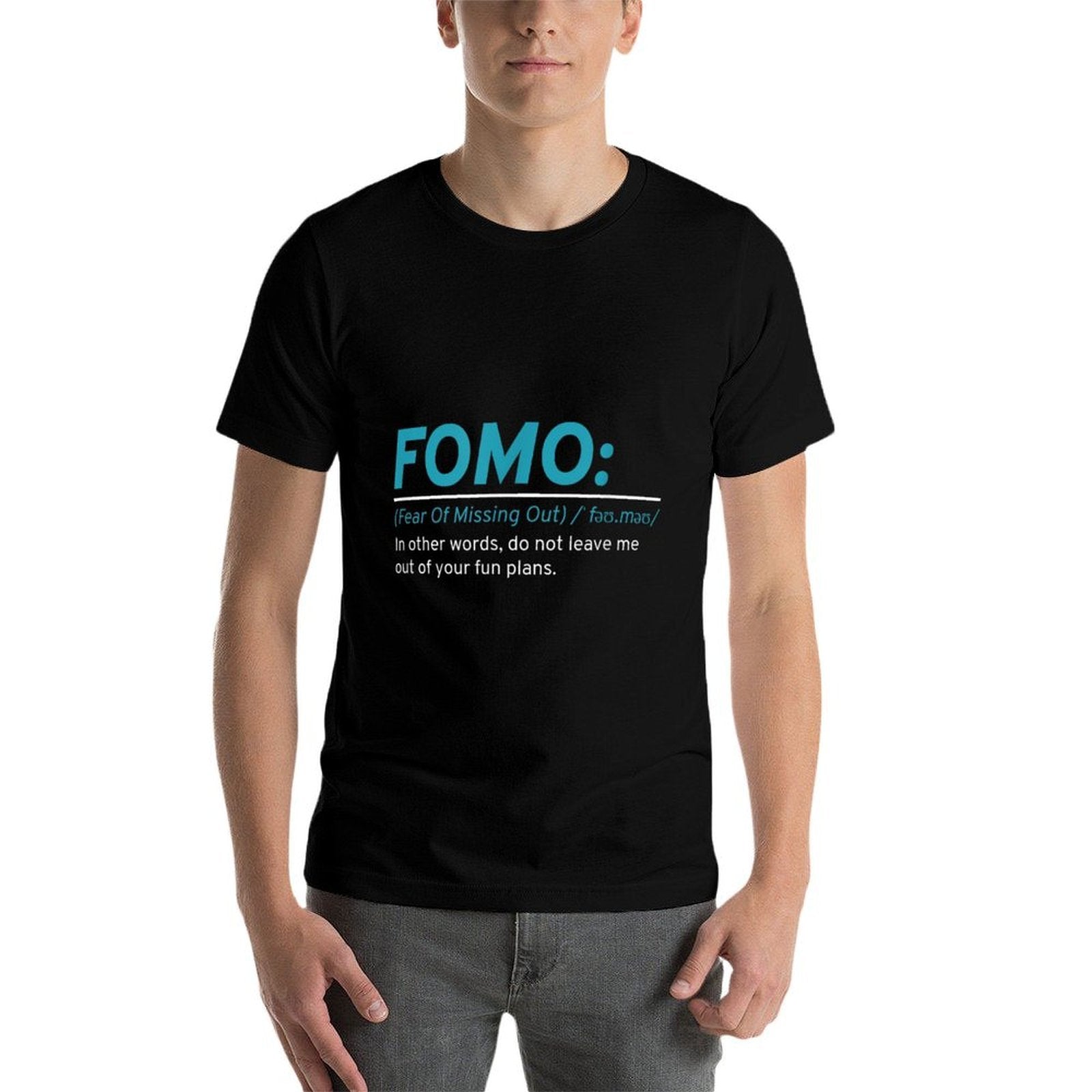 FOMO Definition Funny Meme Graphic  Rolled Sleeves T-Shirt