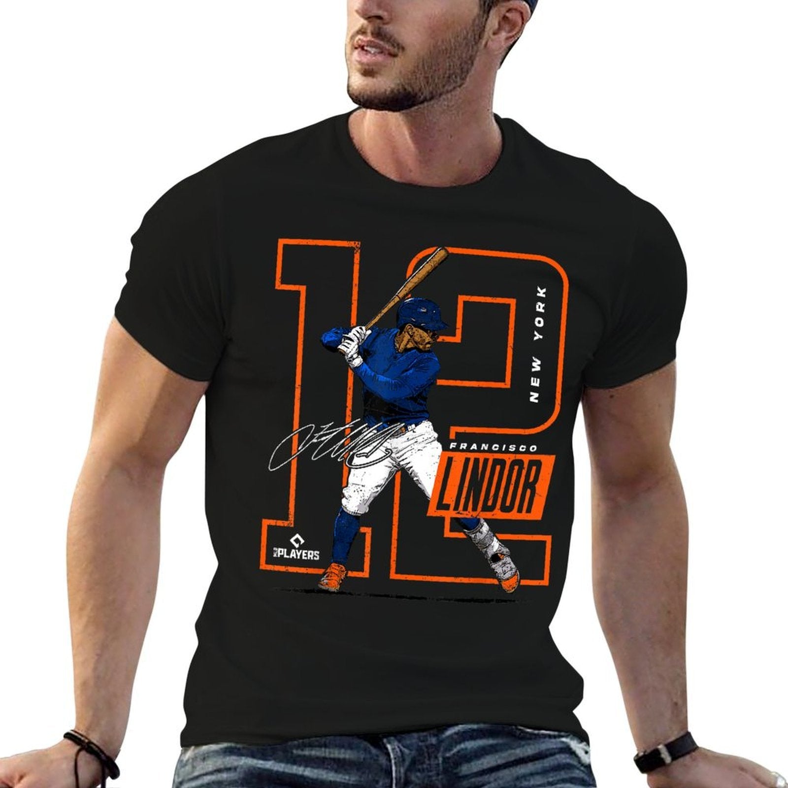 Francisco Lindor  New York Baseball MLB Player  MLBLIN4007  Cotton T-Shirt