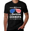 All American Grandpa 4th of July Patriotic USA Matching  Ribbed Collar T-Shirt