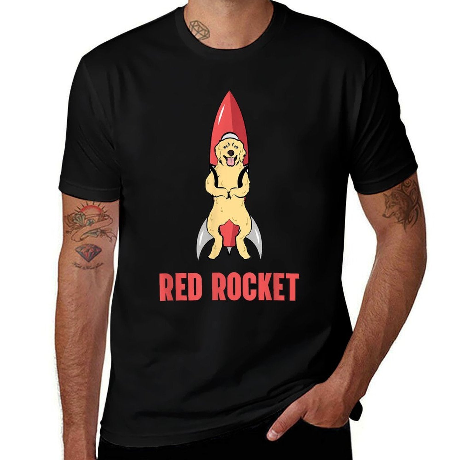 Red Rocket Dog Funny Dank Meme Memes Men Women  Oversized Silhouette T-Shirt