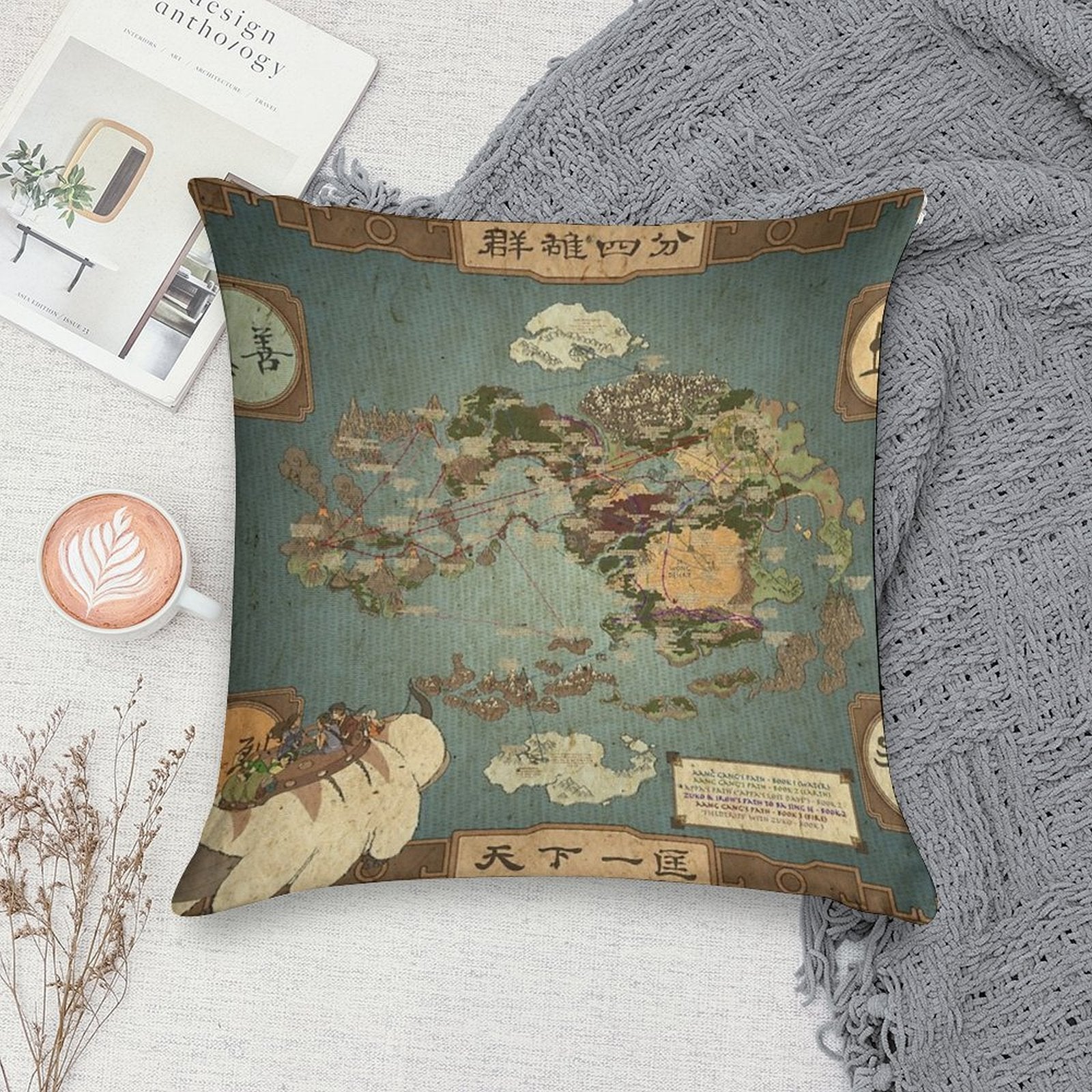 Avatar The Last Airbender Map Soft Durable Construction Throw Pillow
