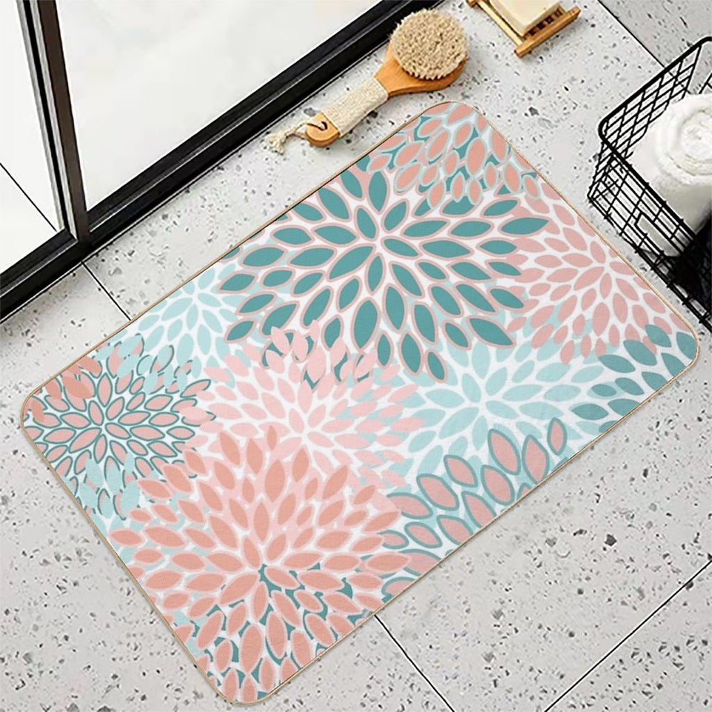 Floral Prints, Coral And Teal, Abstract Art  Versatile Bath Mat