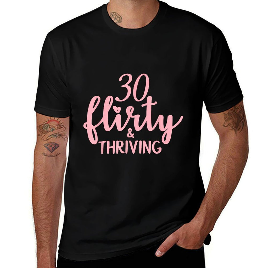 30 Thirty, Flirty & Thriving 30th Birthday Party  Heathered Texture T-Shirt