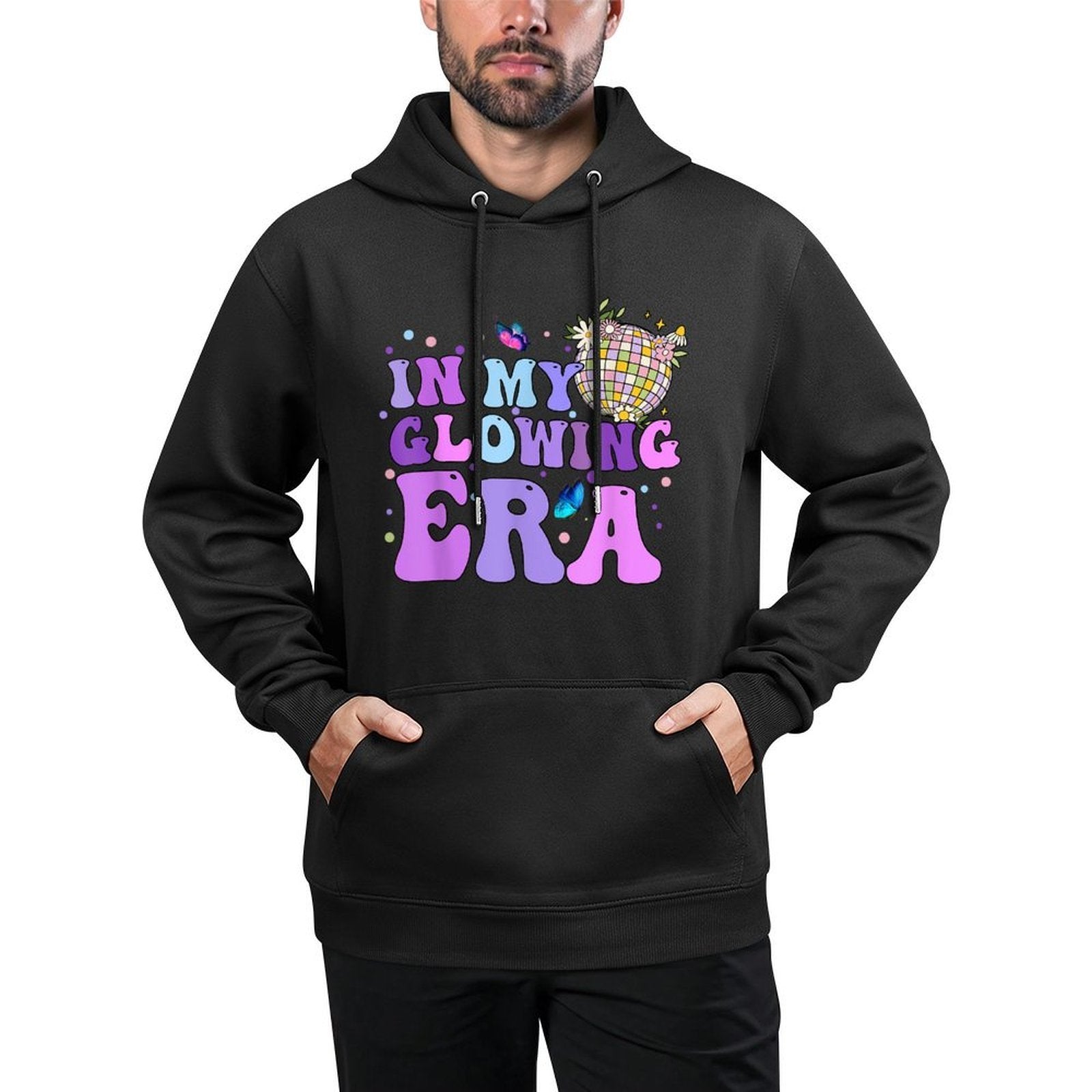 In My Glowing Era Groovy Colorful Bright Shape Retention Hoodie
