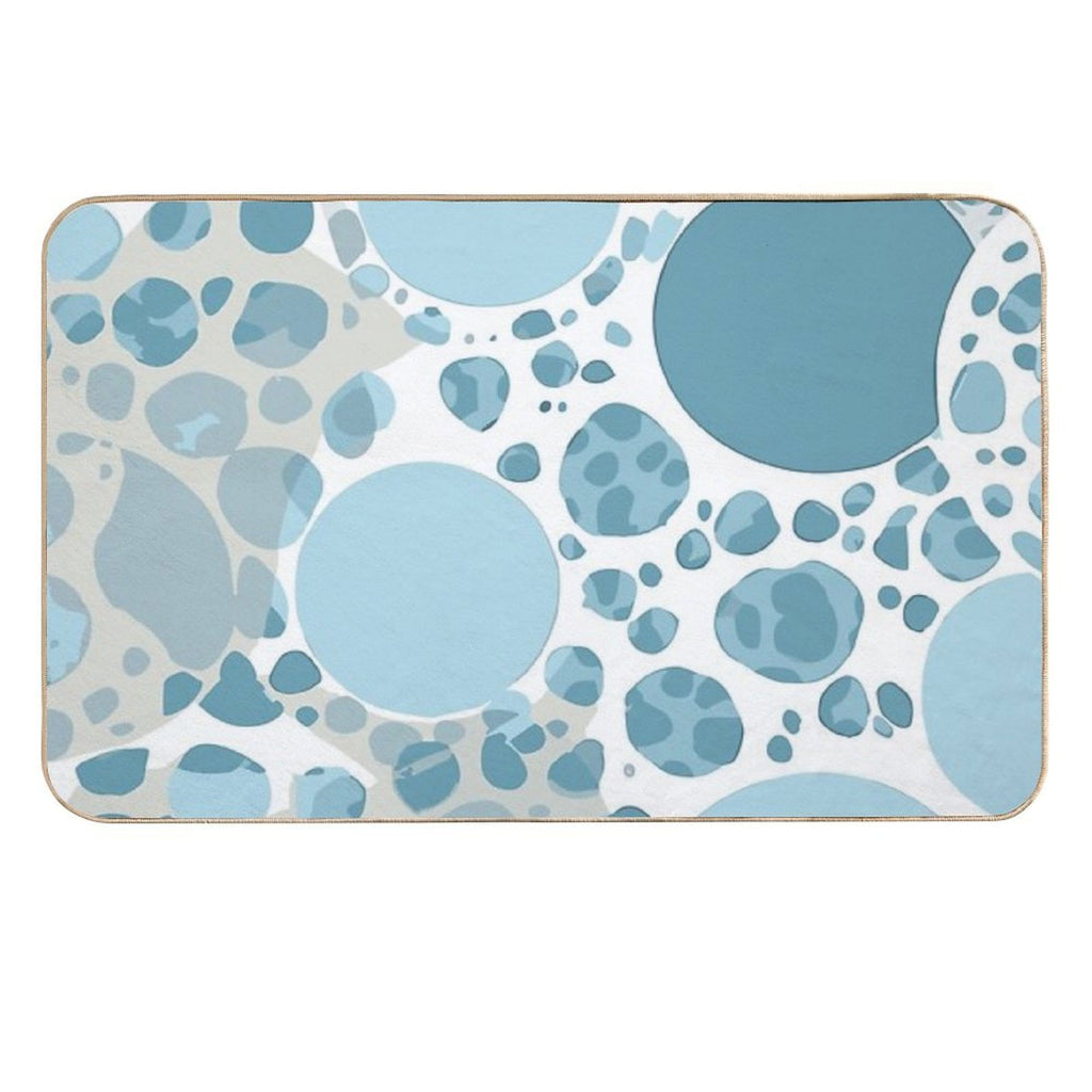Blue And White Circular Spotted Illustration  High-Traffic Bath Mat