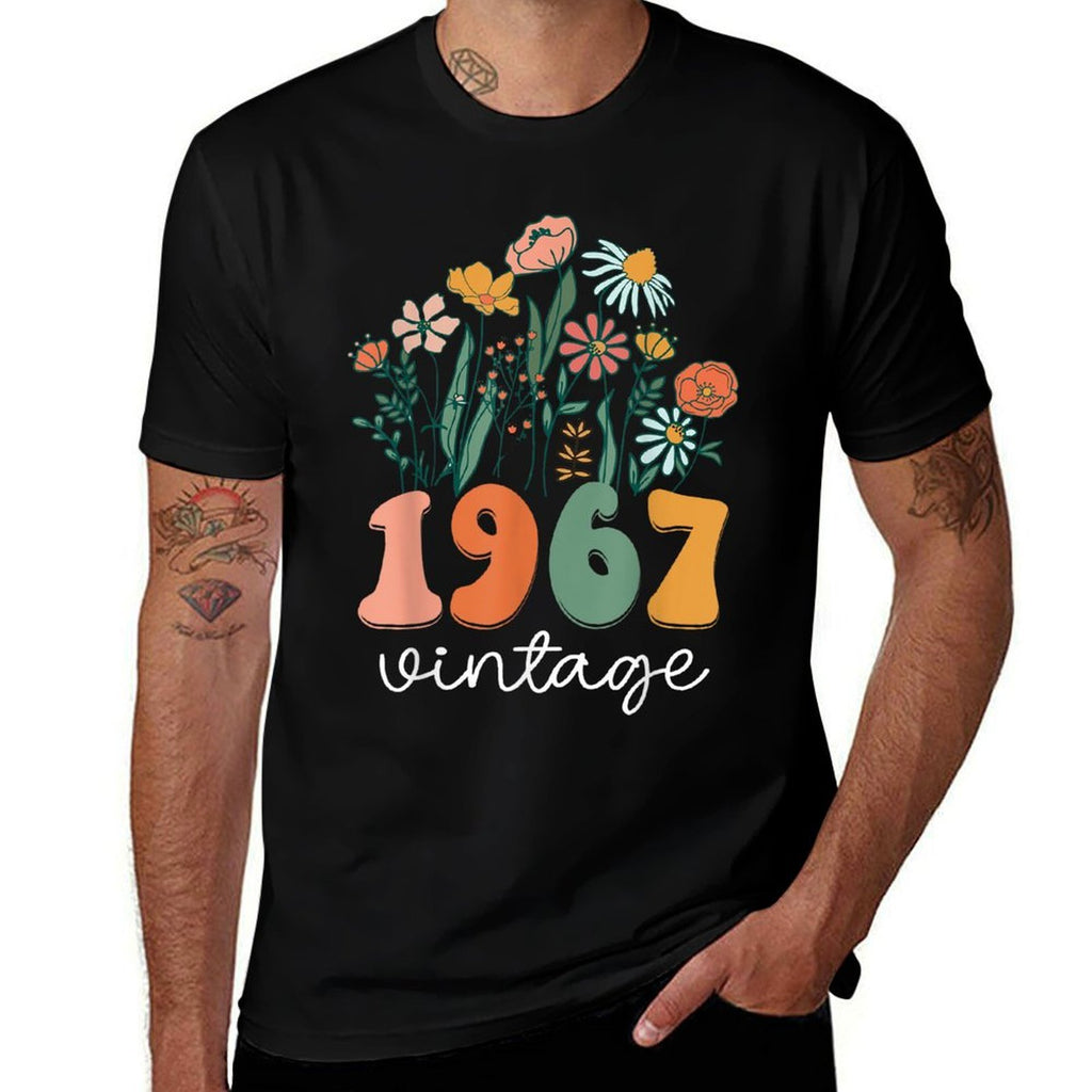 58 Years Old Vintage 1967 58th Women Birthday Wildflower  Stretchy T-Shirt