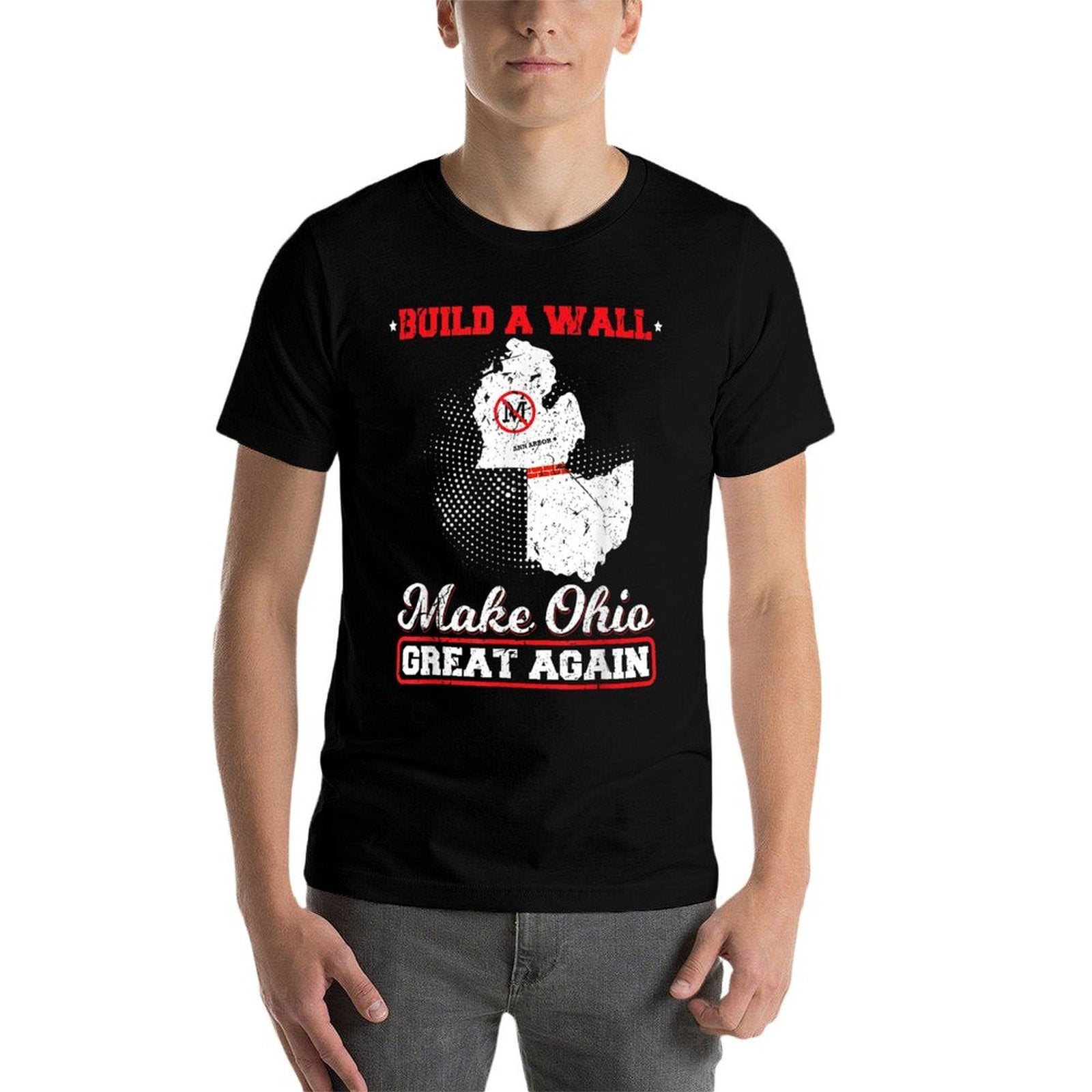 Build A Wall Make Ohio Great Again Funny State Gift Parody  Stretchy T-Shirt