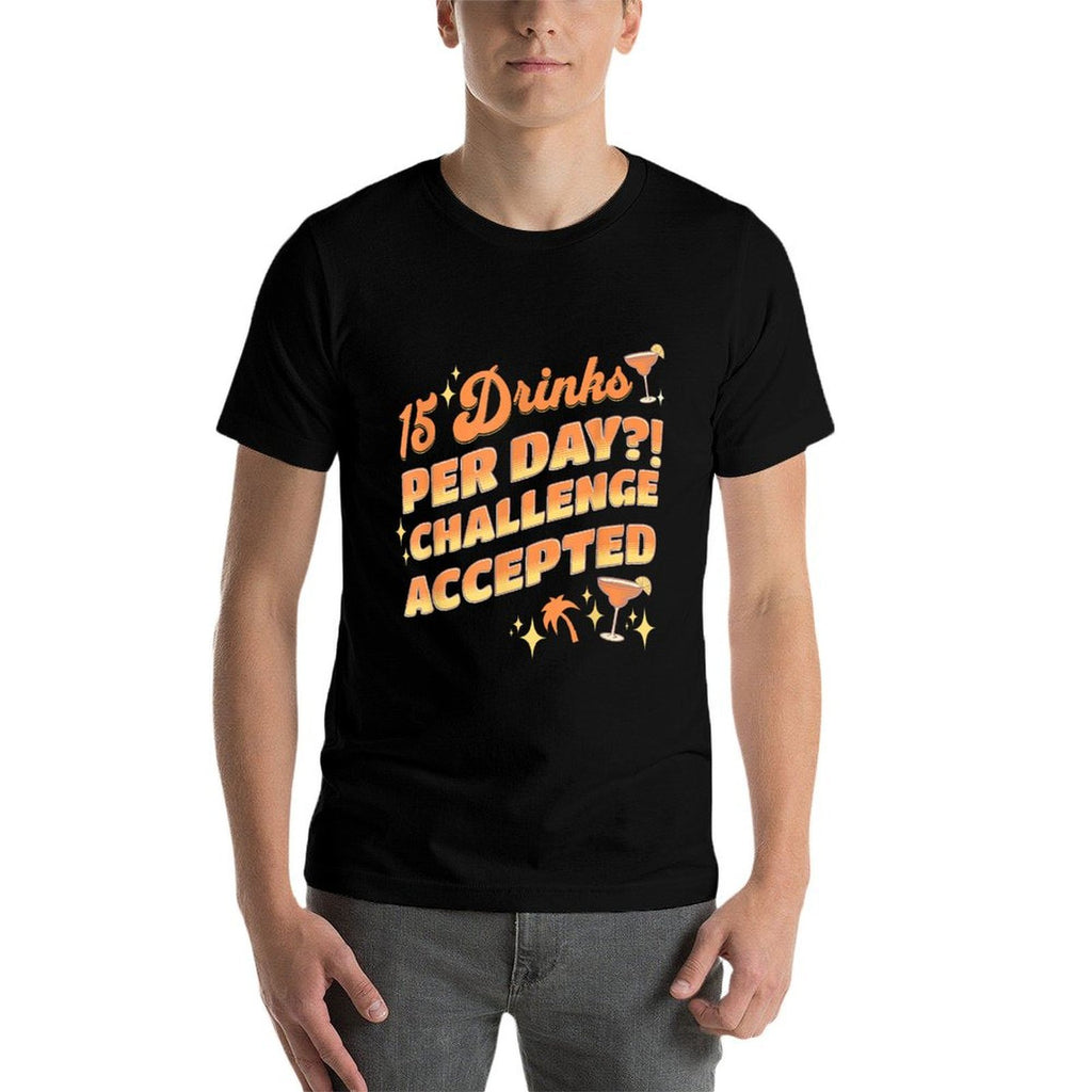 The Vacation Station Apparel Co. Funny Cruise Group Drink Package Challenge Accepted Black  Stretchy T-Shirt