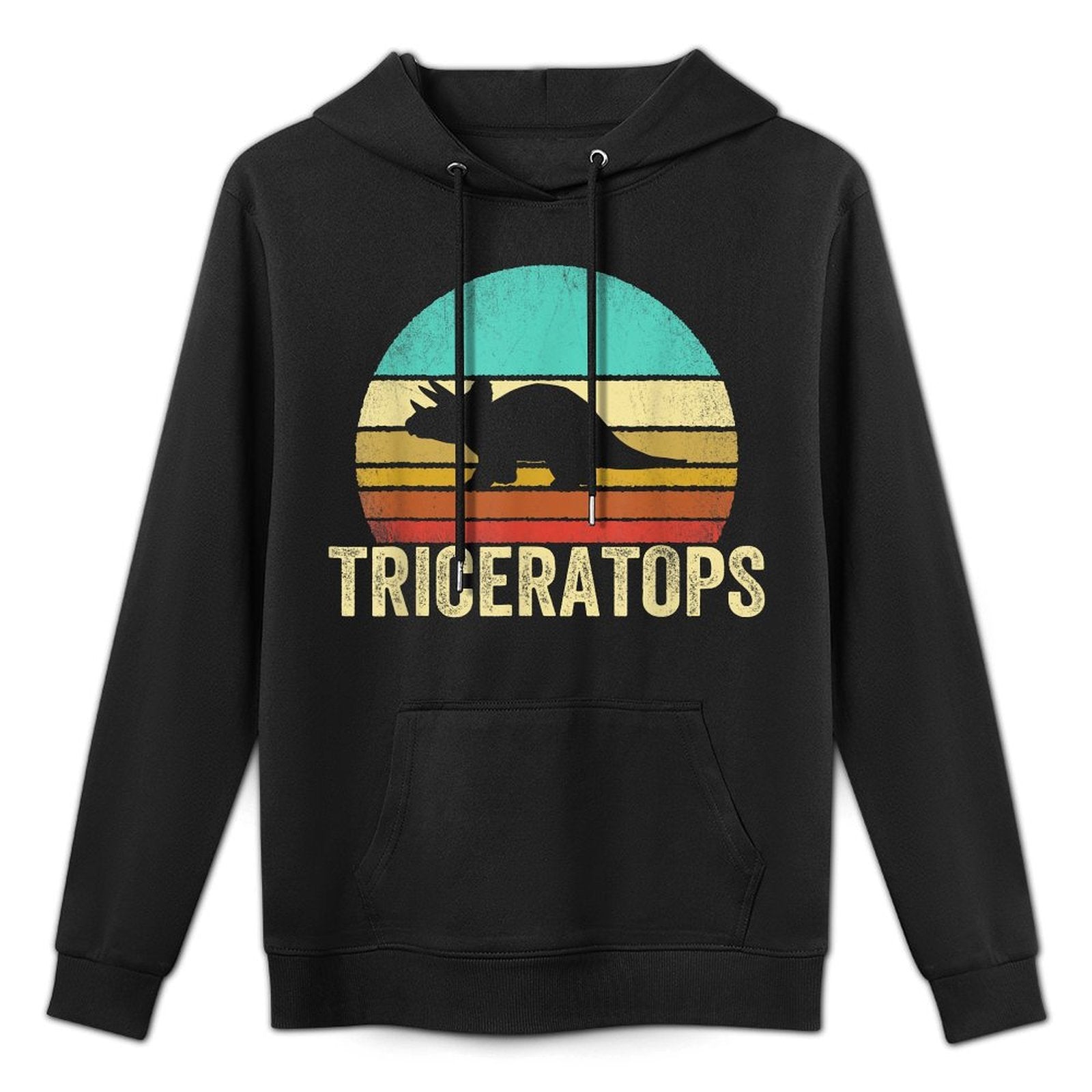 Vintage Triceratops Sunset Dinosaur Adjustable Hood Hoodie