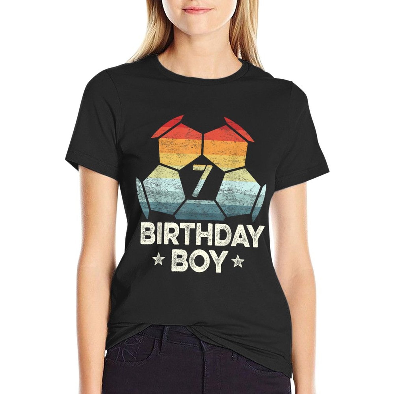 7 Year Old Soccer Player Gifts 7th Birthday Boy Seventh Bday  Soft T-Shirt