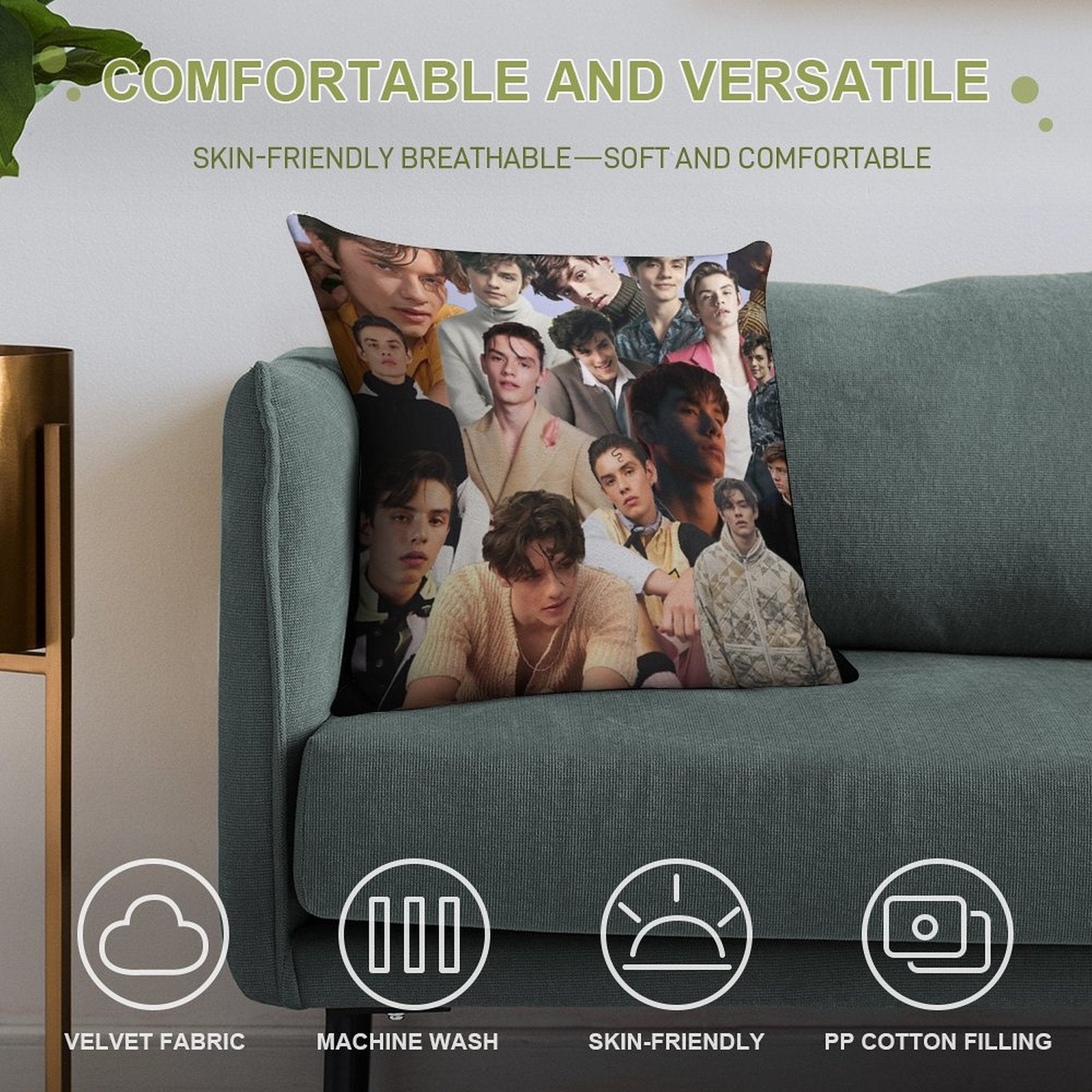 Louis Partridge Collage Soft Luxury Feel Throw Pillow