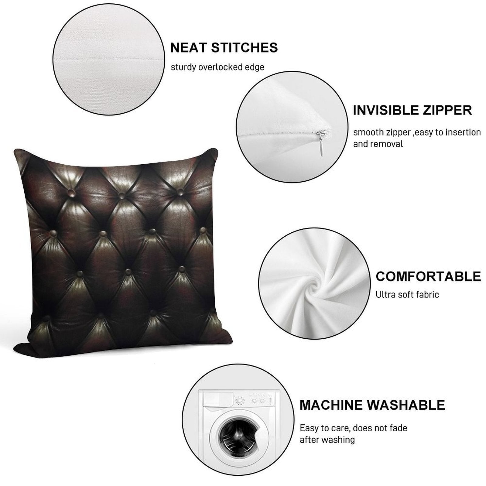 Chesterfield Natural Soft Luxury Feel Throw Pillow
