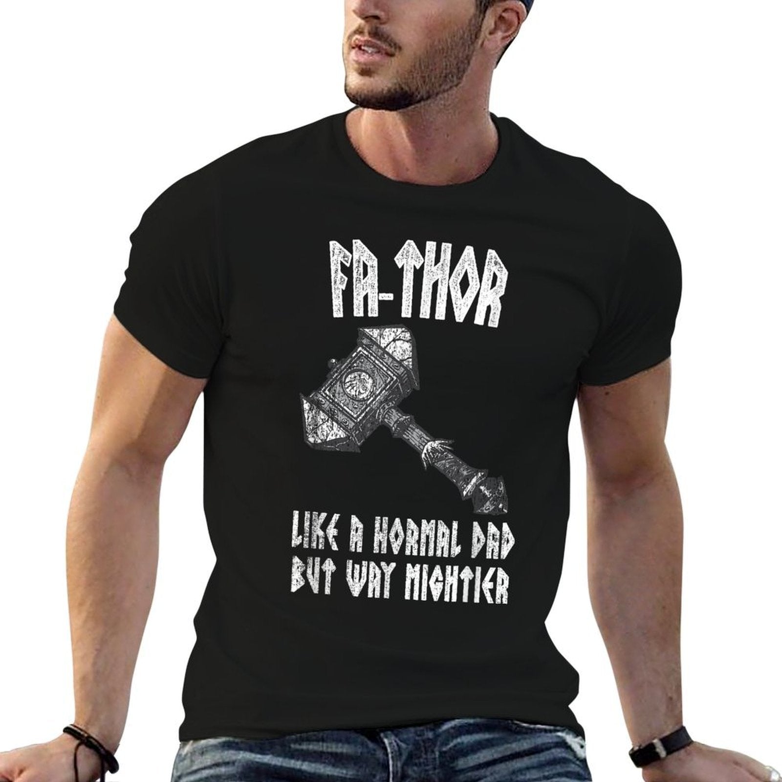 Fa-Thor Like Dad Way Mightier Viking Fathers Day Fathor  Summer-ready Fabric T-Shirt