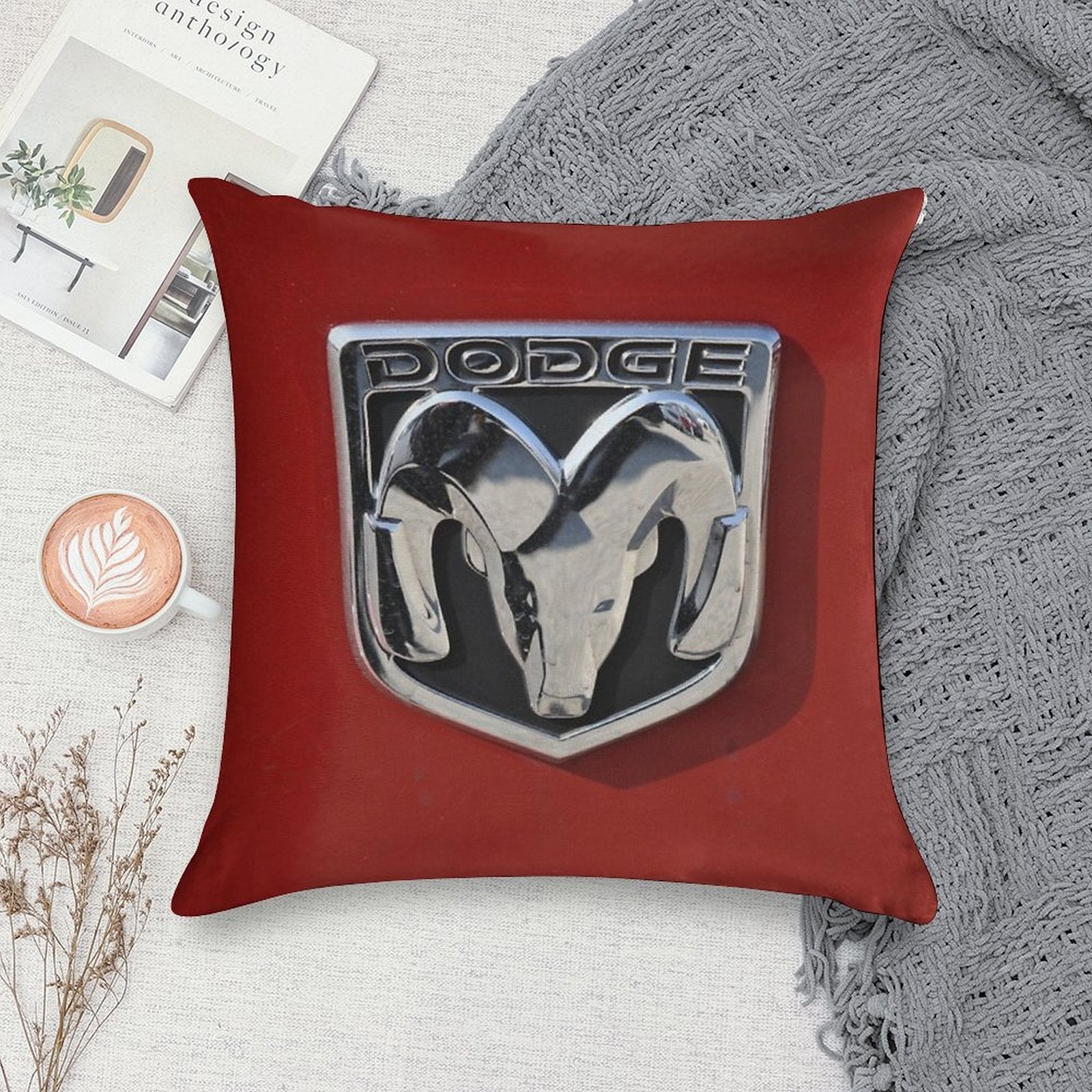 Dodge Logo Soft Shrink-Resistant Throw Pillow
