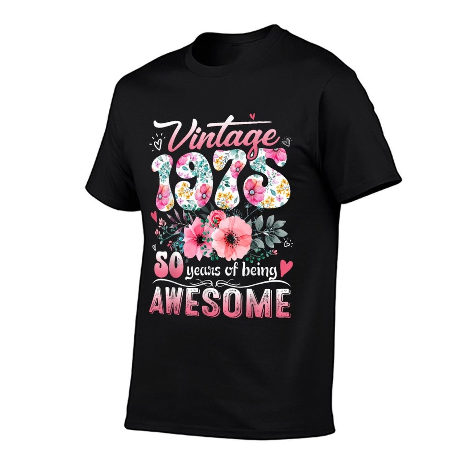 Vintage 1975 Floral 50 Years Old 50th Birthday Party Costume  Durable T-Shirt