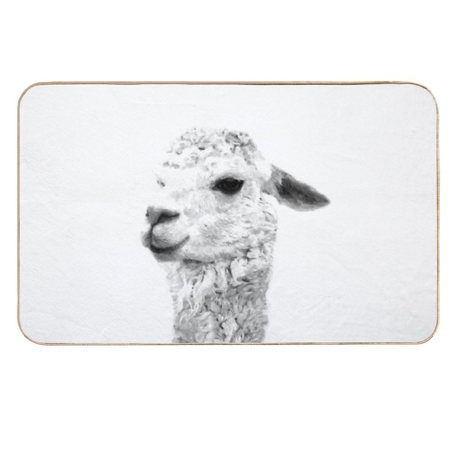 Black And White Llama  Pet-Safe Bath Mat