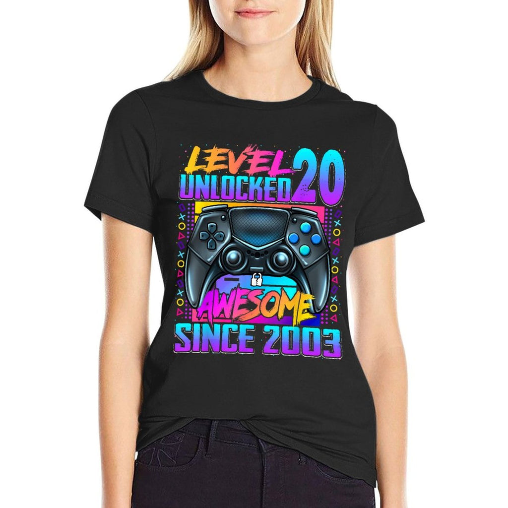 Level 20 Unlocked Awesome Since 2003 20th Birthday Gaming  High-quality Stitching T-Shirt