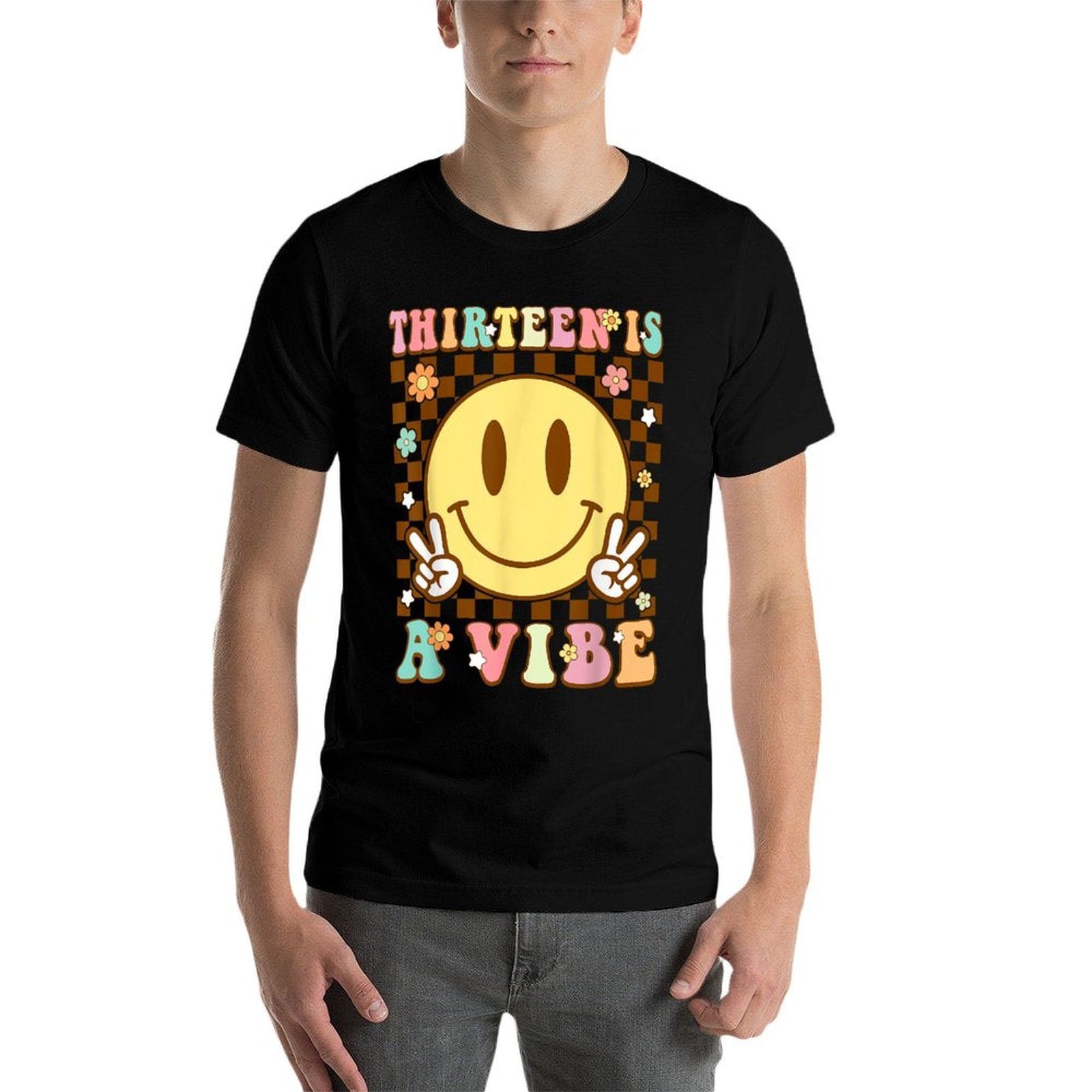 Thirteen Is A Vibe 13th Birthday Groovy 13 Year Old Boy Girl  Vintage-inspired T-Shirt