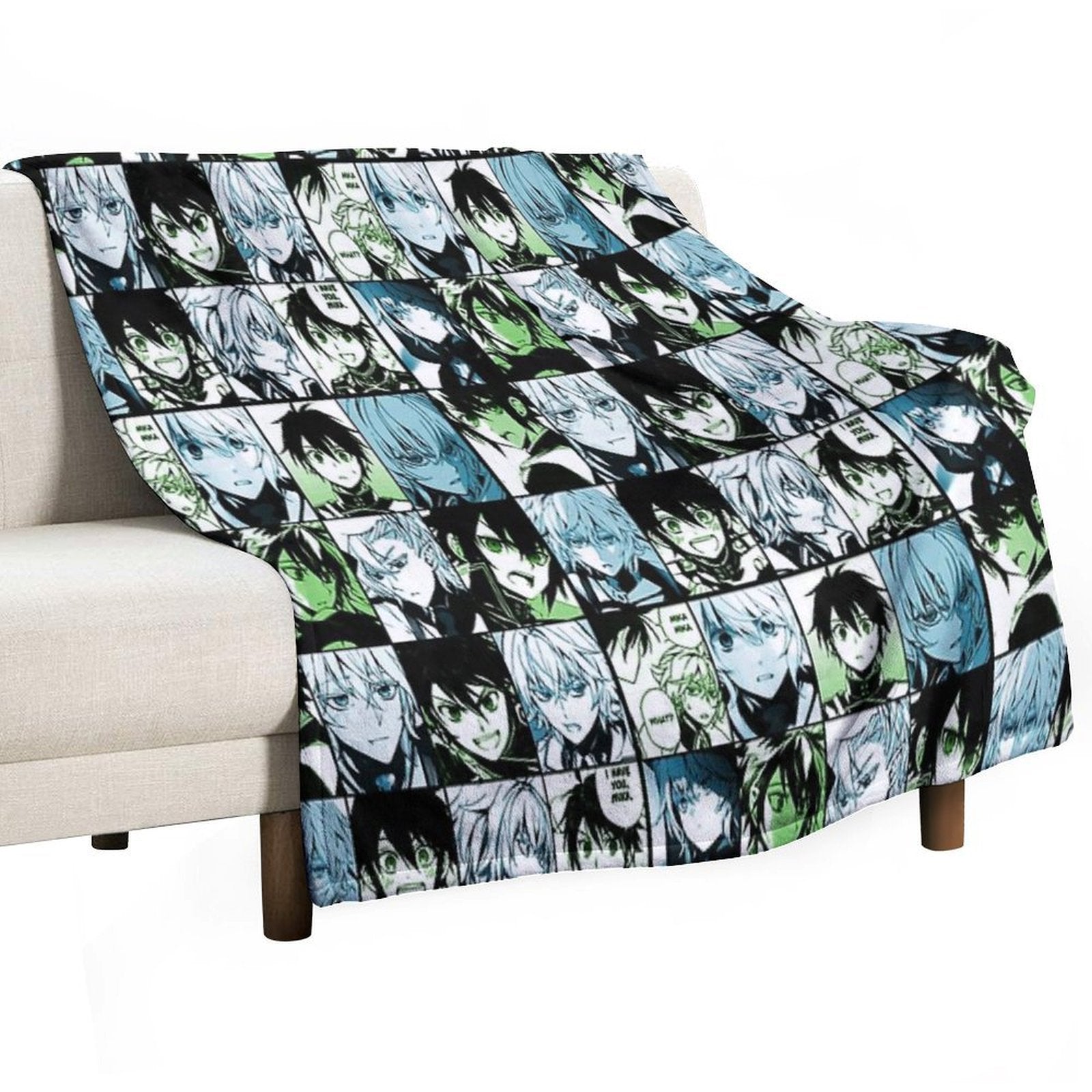 Mikaela X Yuichiro- Owari No Seraph Manga Collage Color Version Plush Throw Blanket
