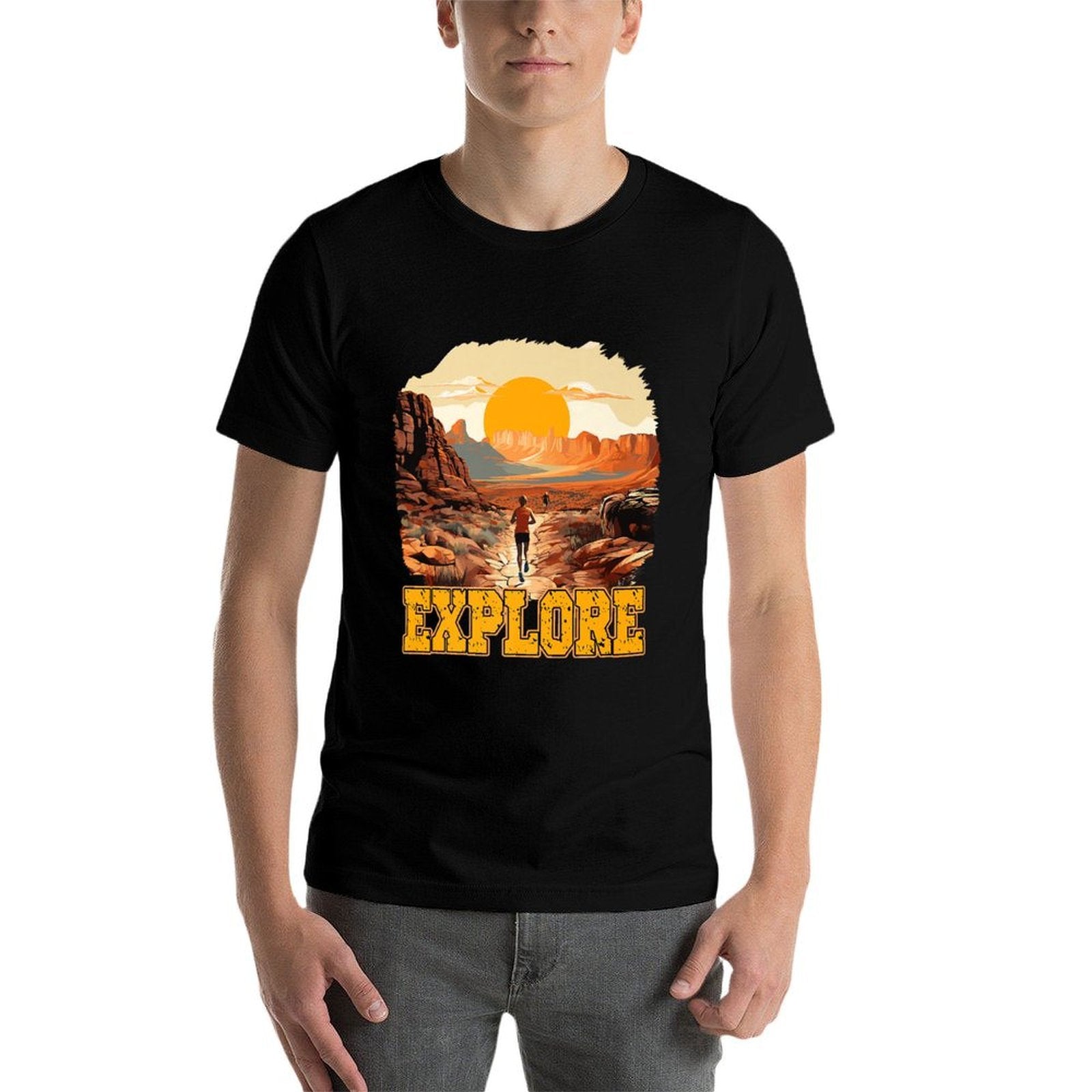 Explore Trail Running Desert Landscape Premium  Stretchy T-Shirt