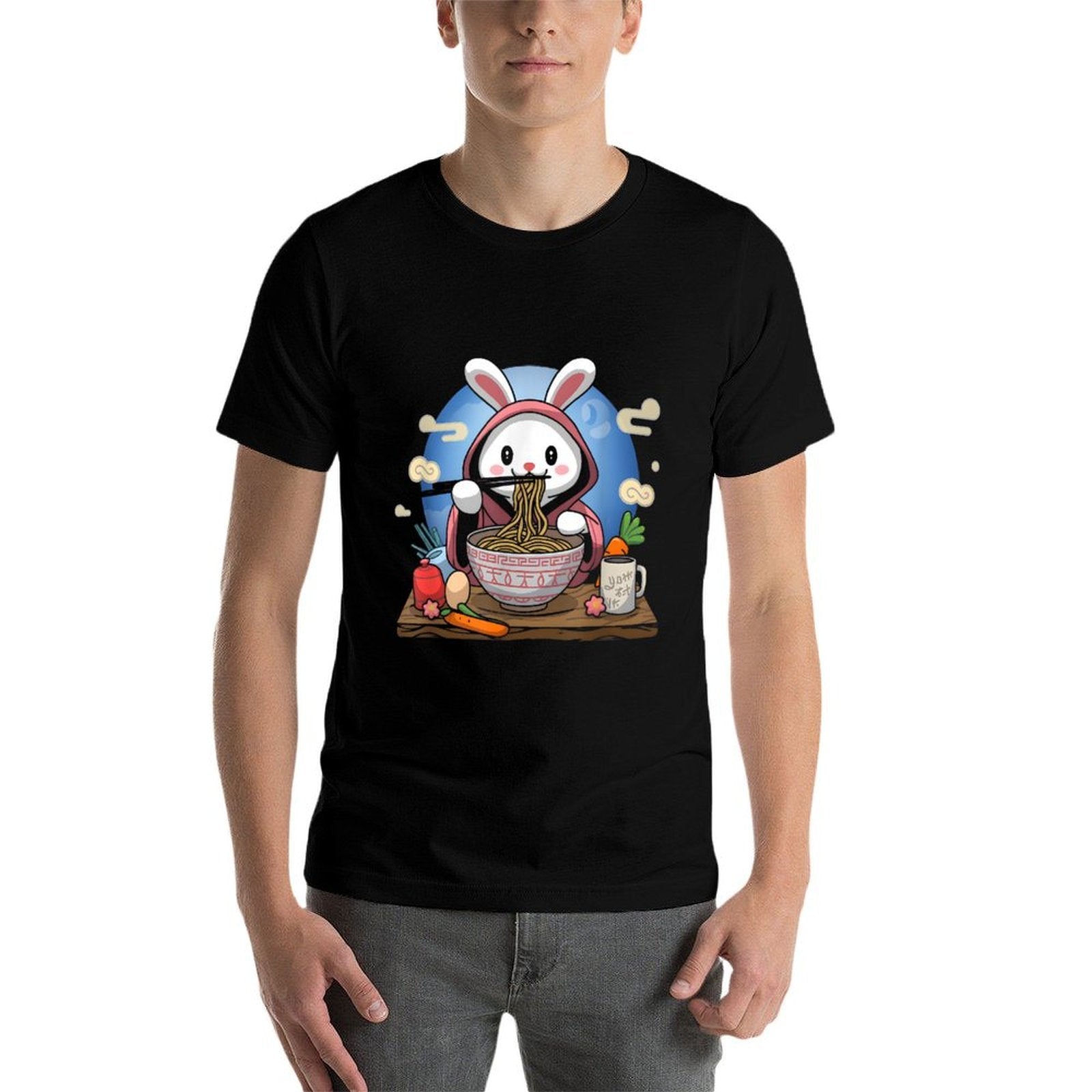 Easter Bunny Anime Eating Ramen Noodles Kawaii Rabbit  Vintage-inspired T-Shirt