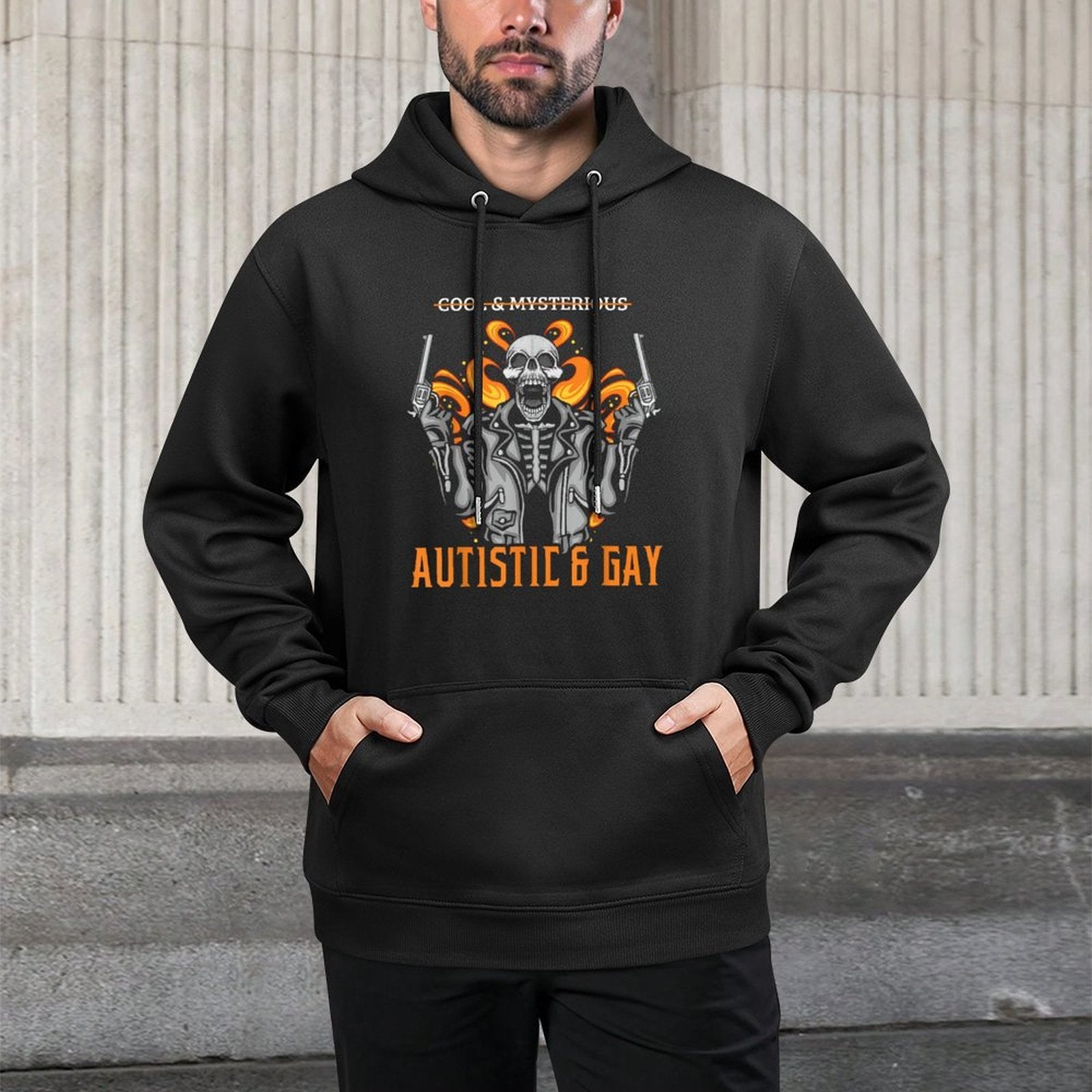 Autistic And Gay Skeleton - Funny Autism Meme Relaxed Fit Hoodie